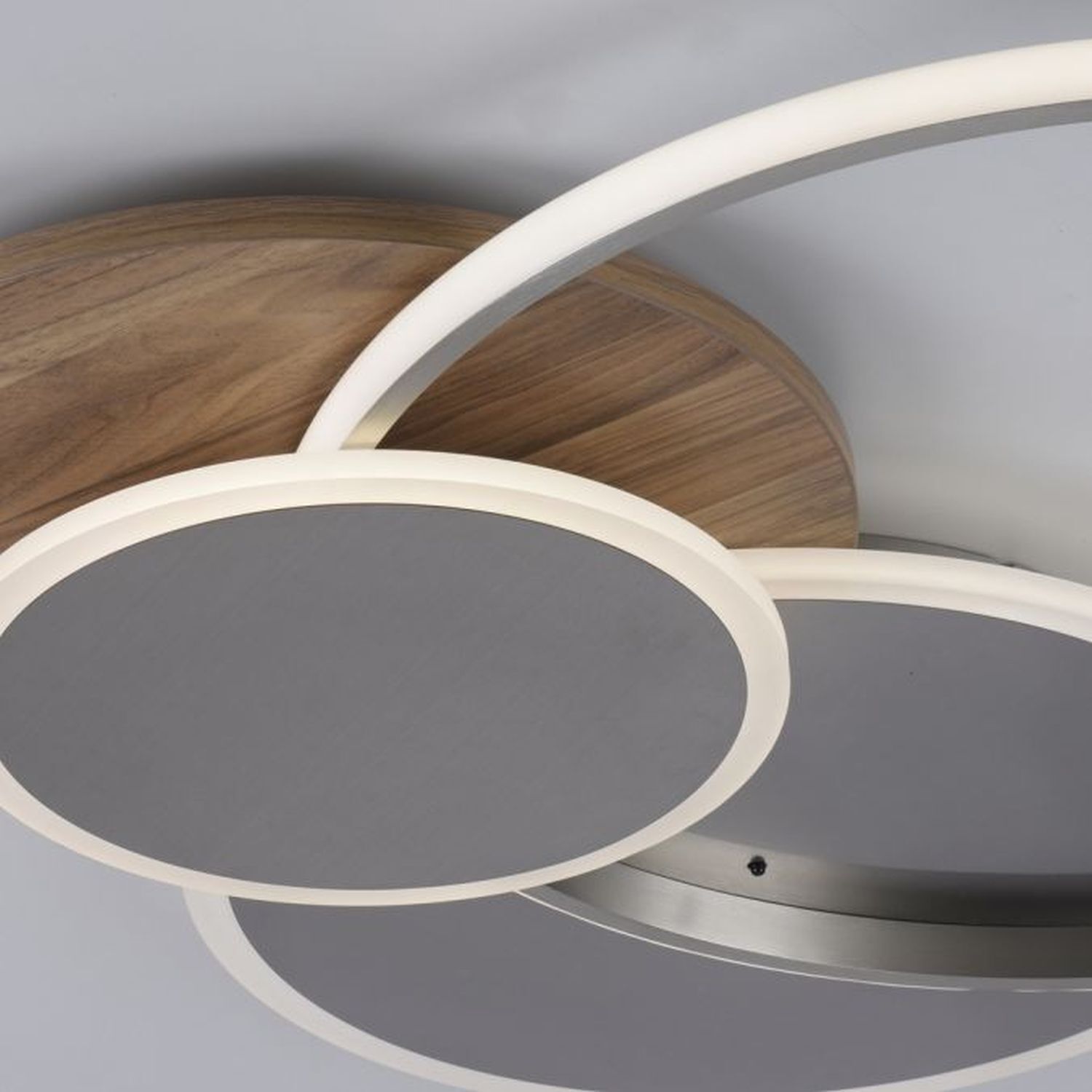 Lampe de plafonnier LED stylé anneaux en bois 6000 lm dimmable Drinnen, Innenarchitektur