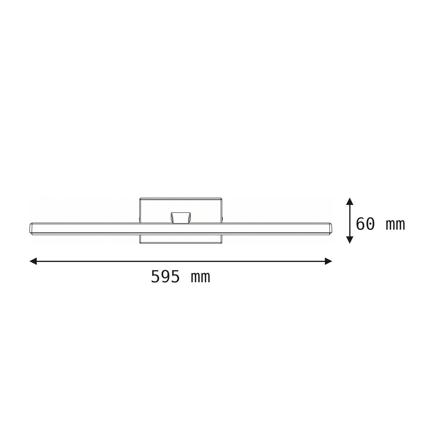 Wandhalter, Lateralhalter, 60 mm, 595 mm Länge, minimalistischer Tragearm