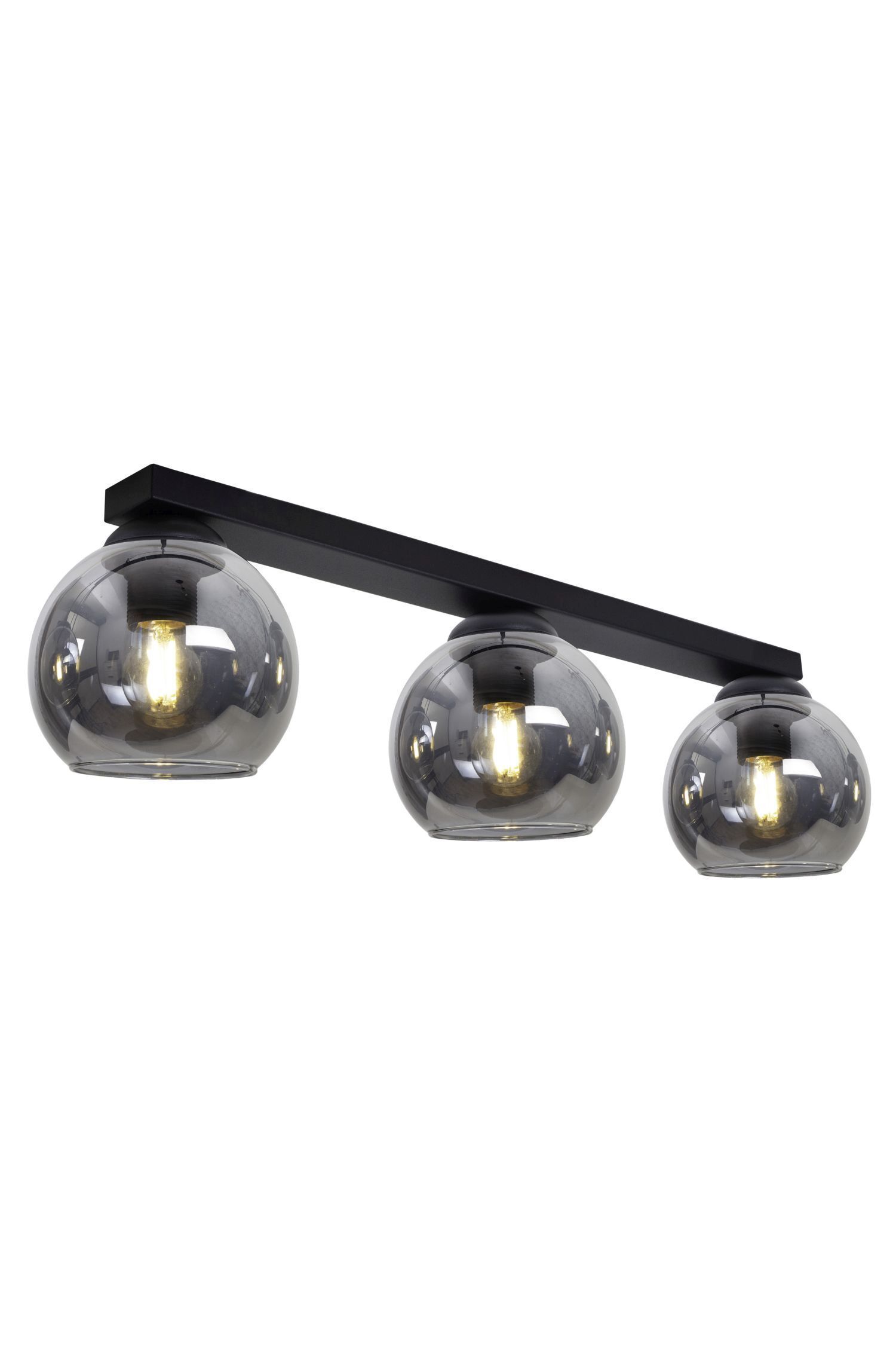 Lampe de plafonnier verre fumé noir faible éblouissement E27 62 cm de long