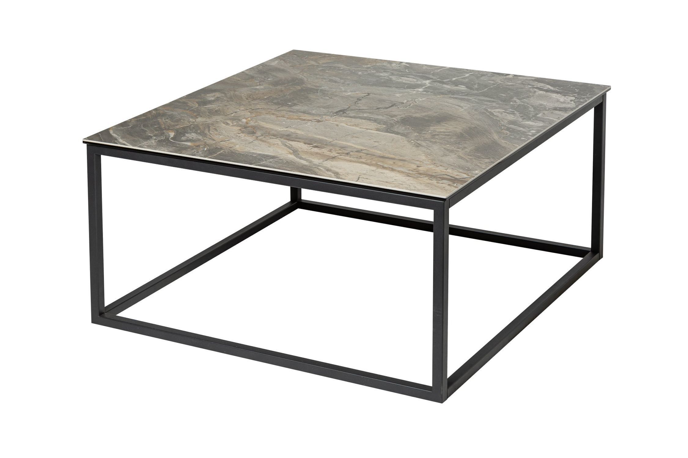 Couchtisch Keramik in Marmor Optik Schwarz 75x75cm (LxBxH) Kaffeetisch, Mobiliar, Tabelle