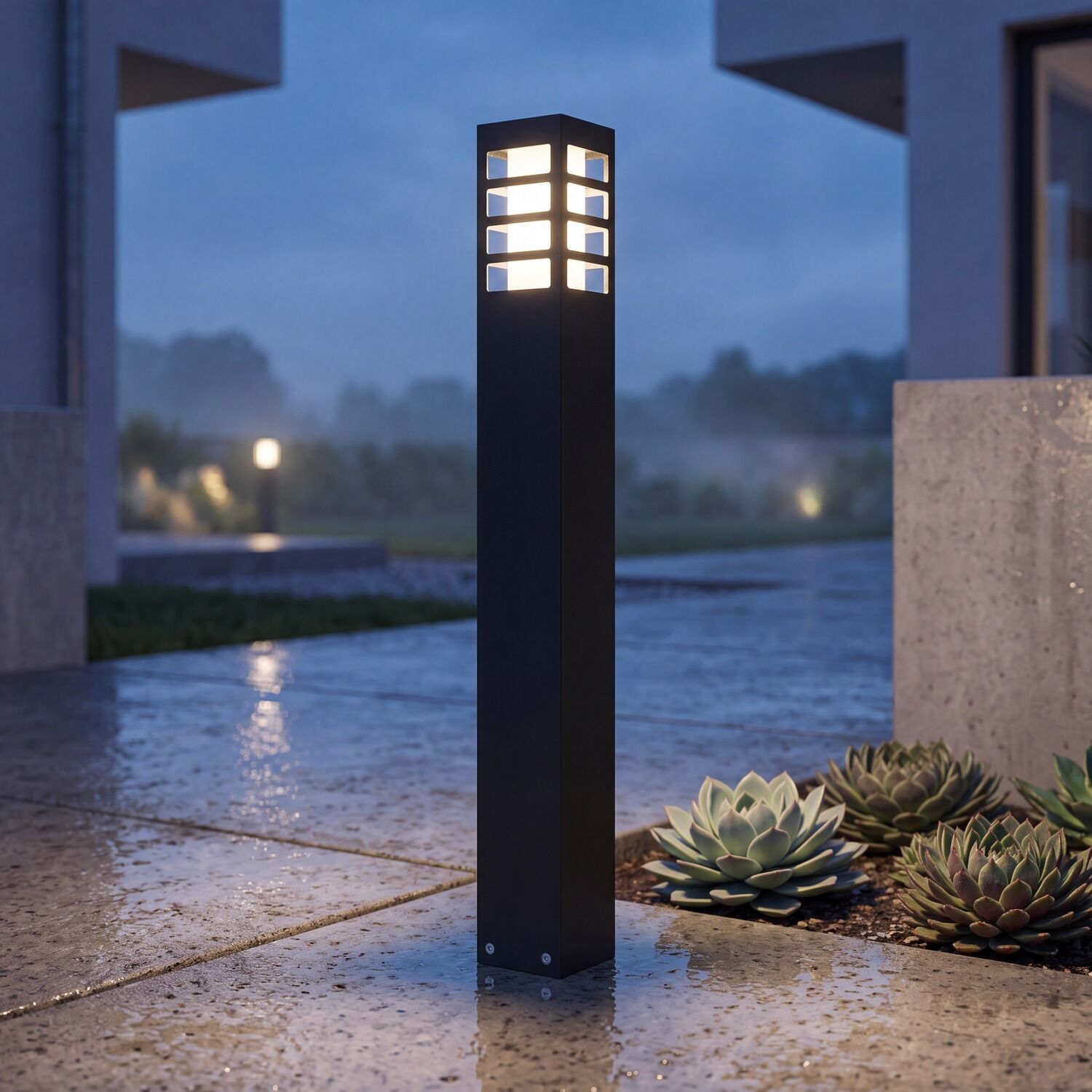 Luminaire d'allée angulaire BERINGEN 75cm IP54 résistant aux intempéries
