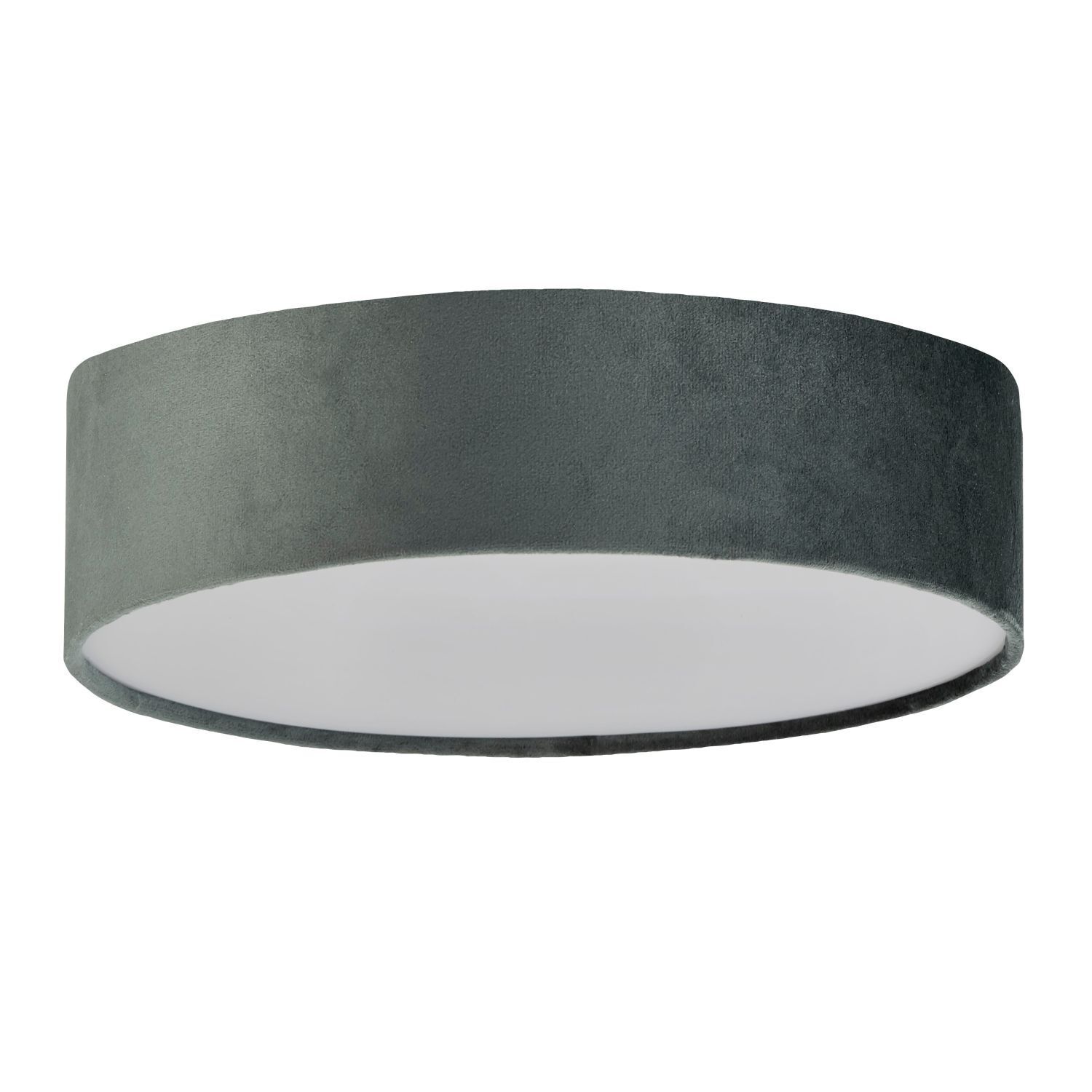 Plafonnier velours Abat-jour rond Ø 38 cm petit gris 2x E27
