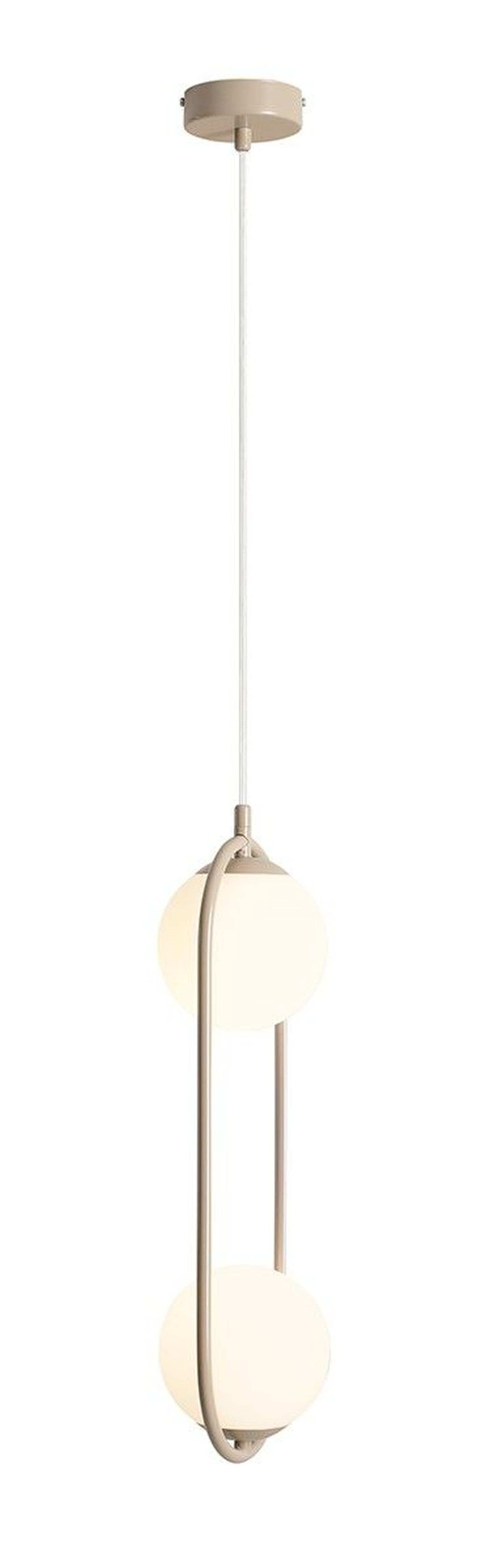 Suspension Beige Métal Verre L:18,5 cm E14 2 flammes