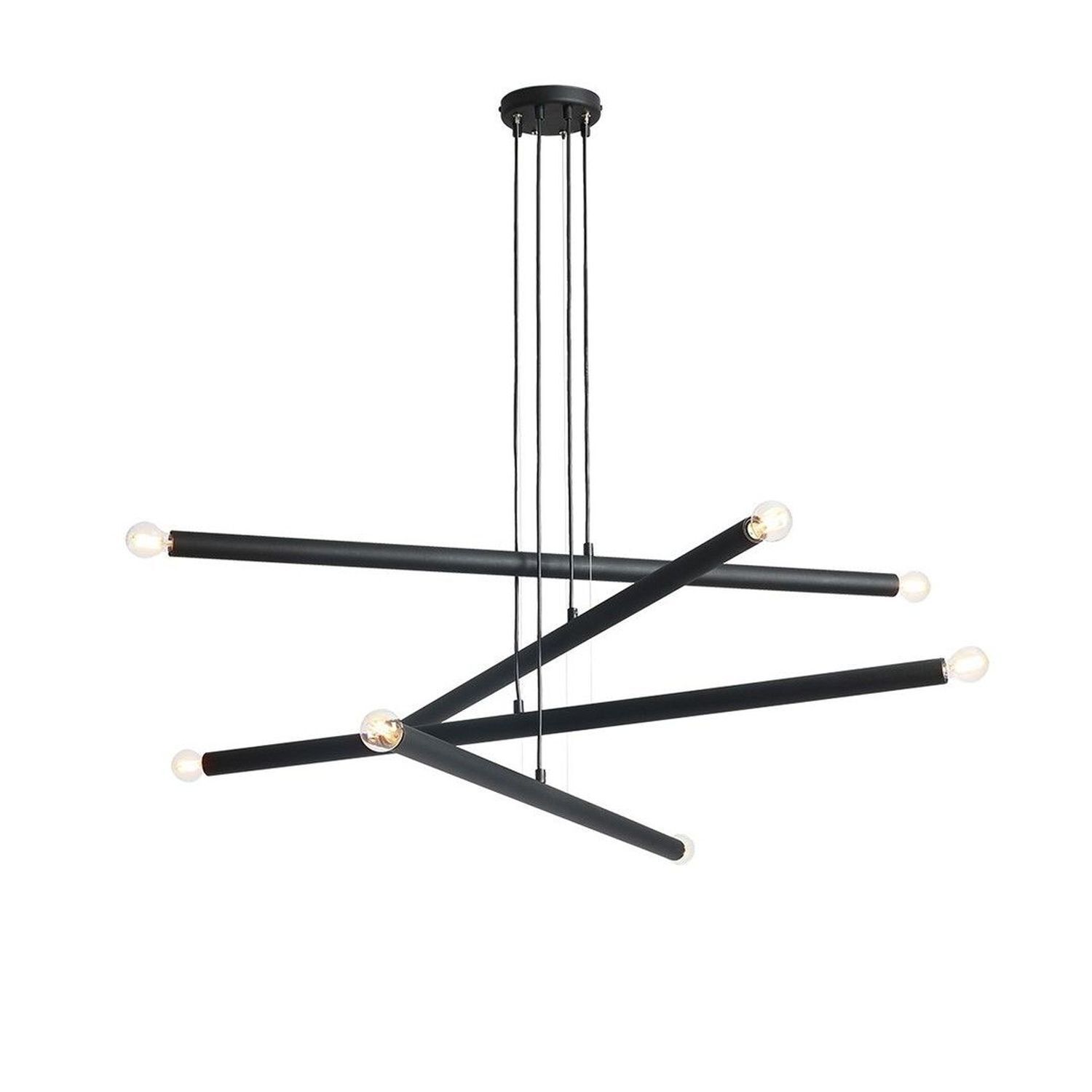 Lampe à suspendre métallique Retro E14 100 cm allongée en noir