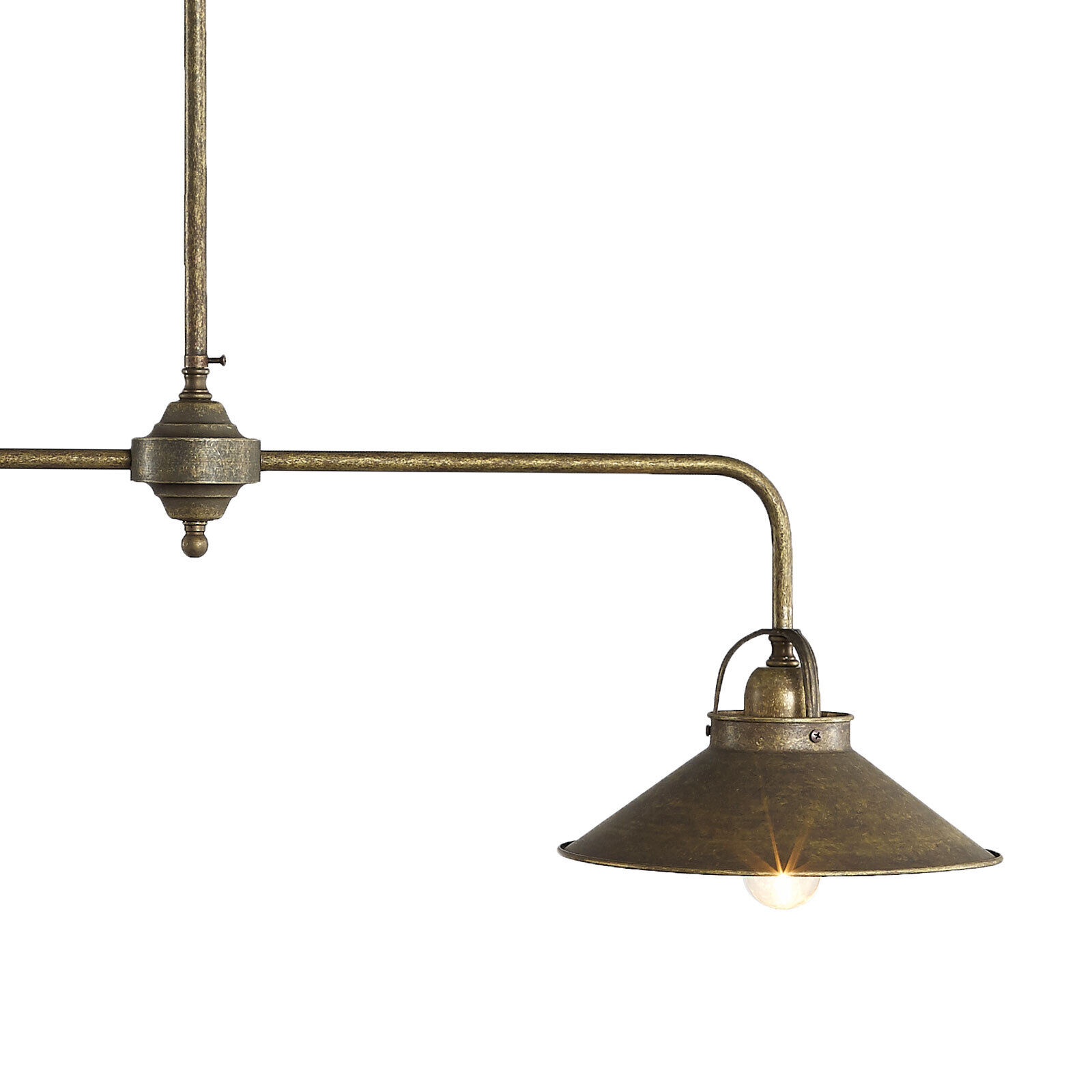 Lampe de plafond à 2 flammes E27 en bronze antique laiton véritable