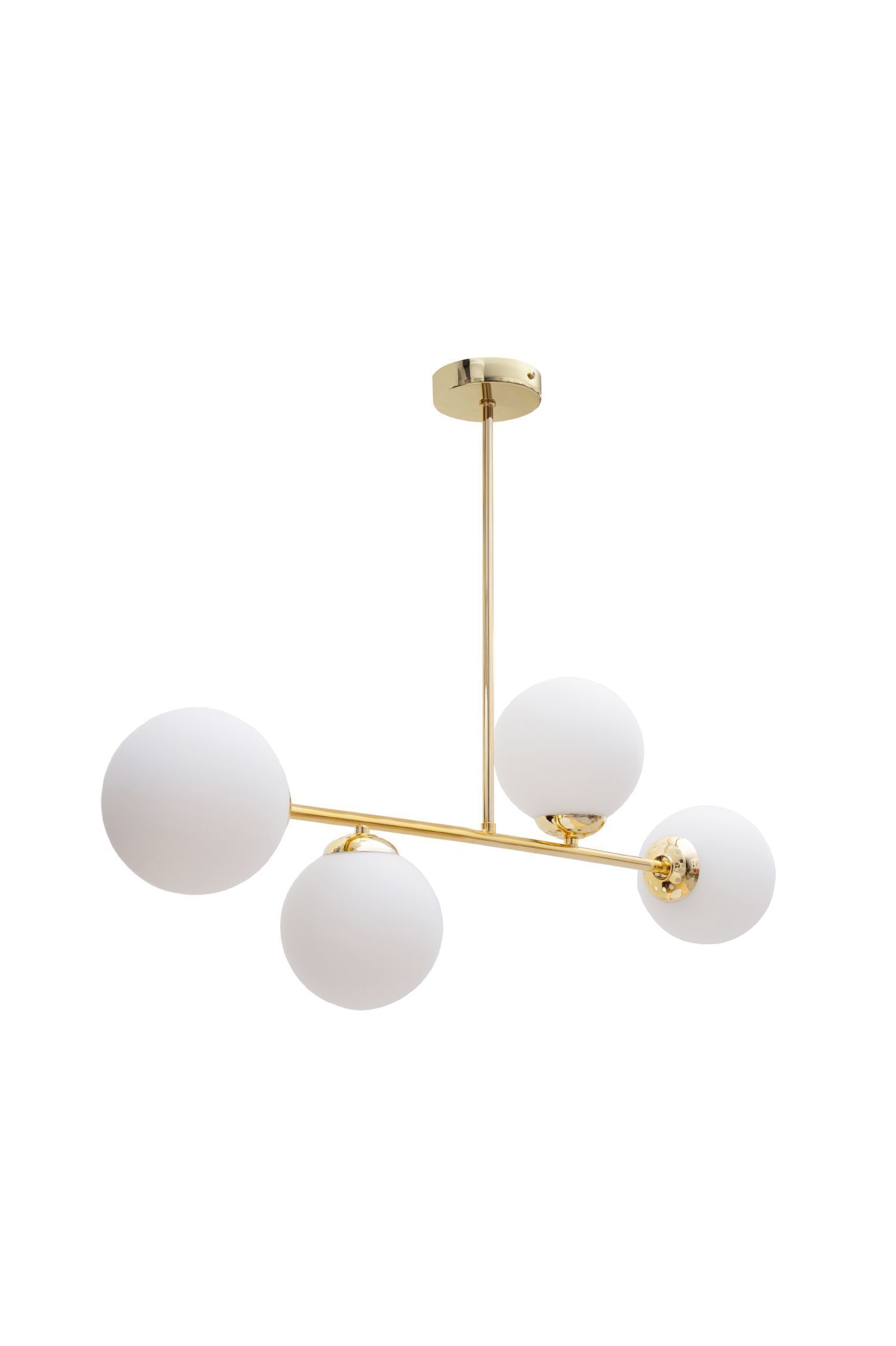 Goldene Deckenlampe Glaskugeln blendarm 4-flmg Metall kugelampe, pendelleuchte, goldfarben, glasglobus, dekorativ