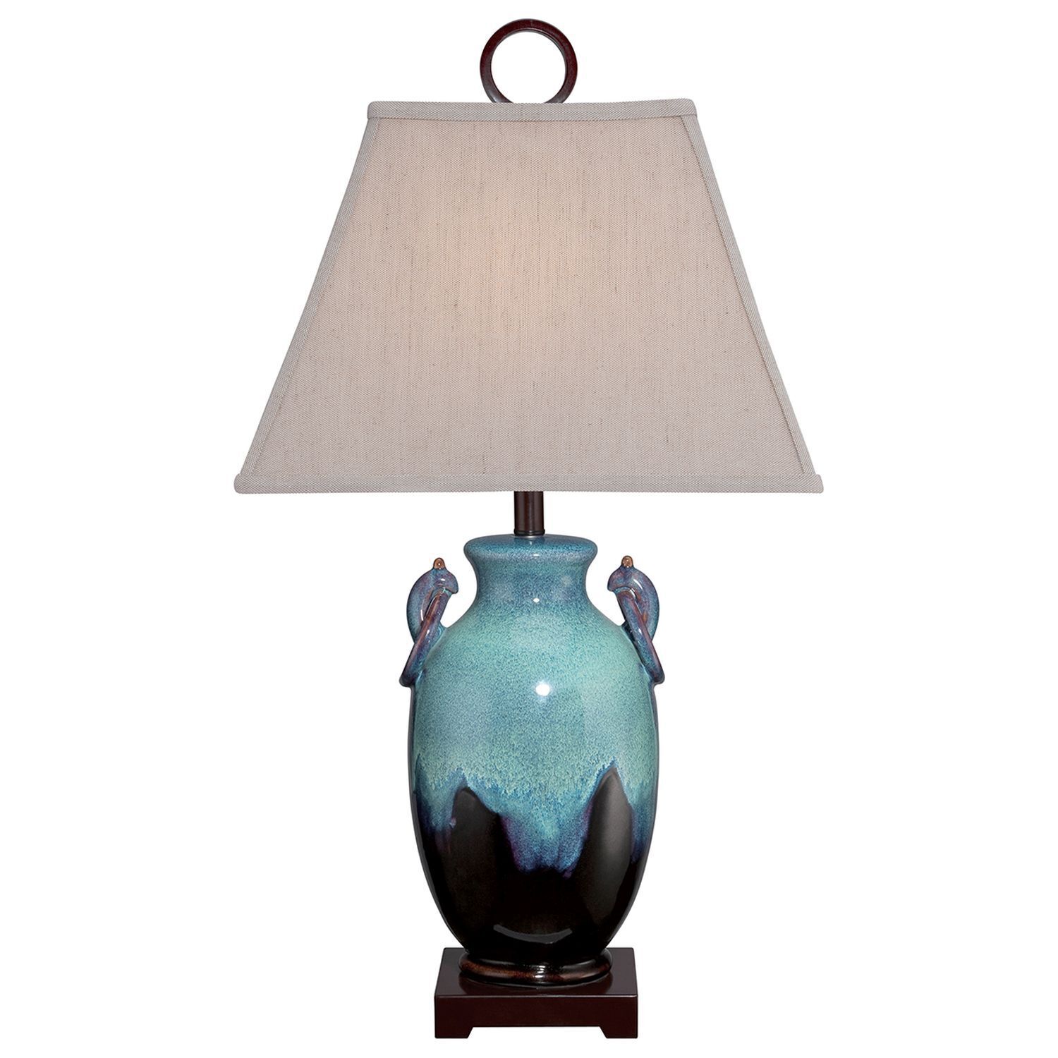 Lampe de table céramique lin Maritim en turquoise nature 85 cm