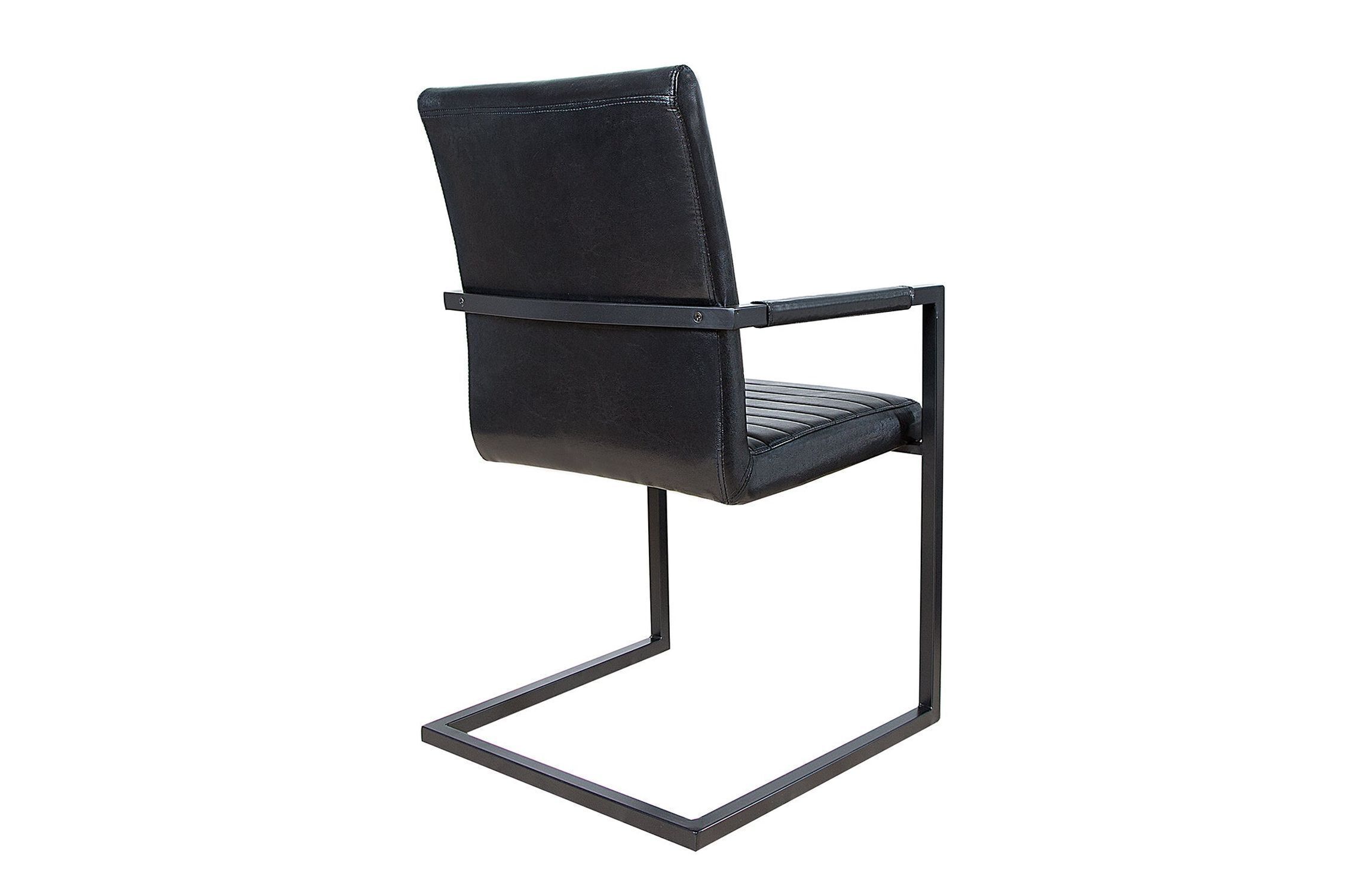 Chaise à bascule noir similicuir acier inoxydable avec accoudoirs Moebel, Stuhl