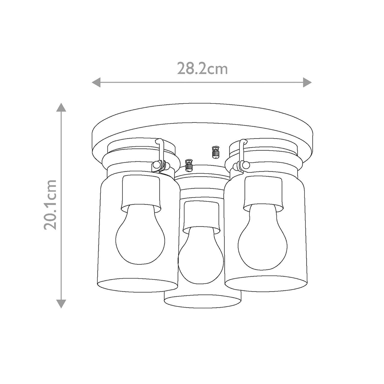 Lampe de plafonnier métal verre L : 28,2 cm en laiton brossé E27