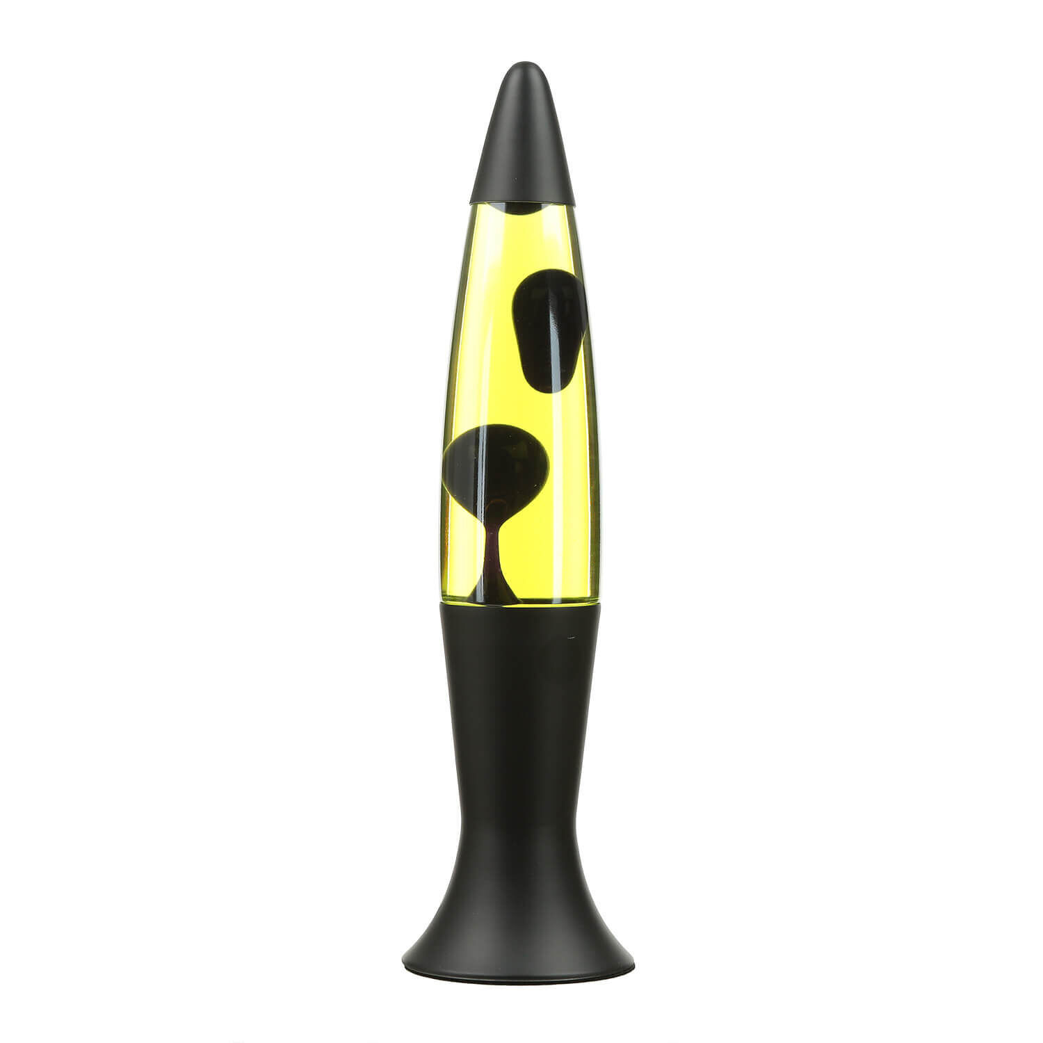 lavalampe-roxy-lava-lamp-schwarz-gelb-1 Lava-Lampe, Gelbes Leuchten, Glaslampe, Dekorationslampe, Abstrakte Formen