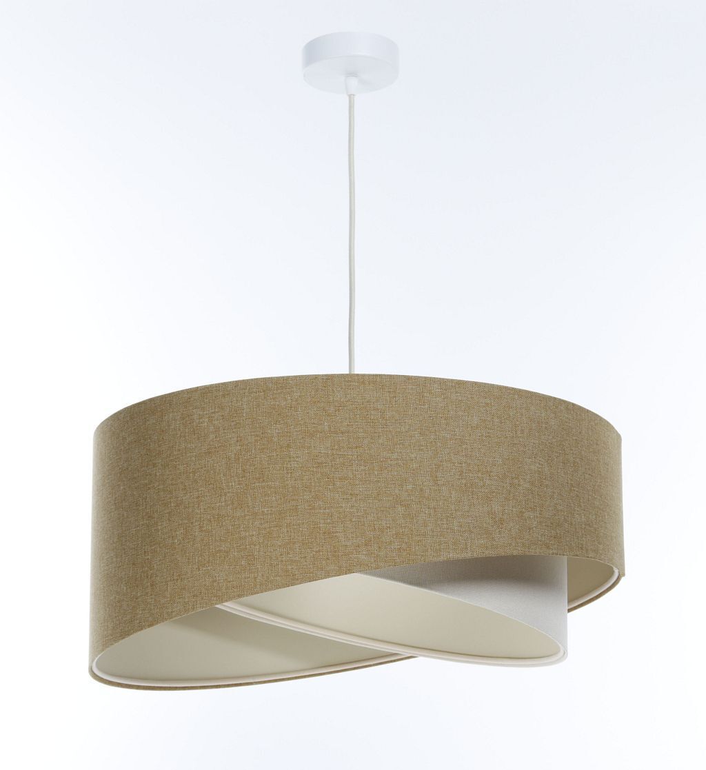 Boho Lampe à suspendre Tissu Beige Crème E27 ronde Ø 50 cm Moderne
