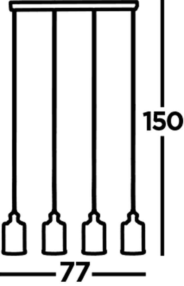 Suspension 4 flammes E27 verre métal vintage LOGAN