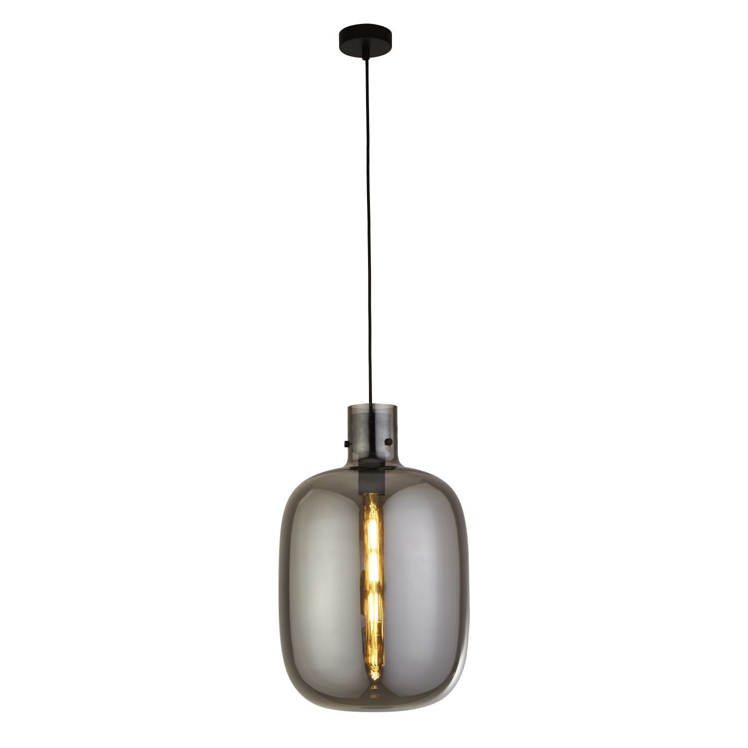 Lampe à suspendre verre fumé E27 D : 30 cm H : max. 120 cm Gris