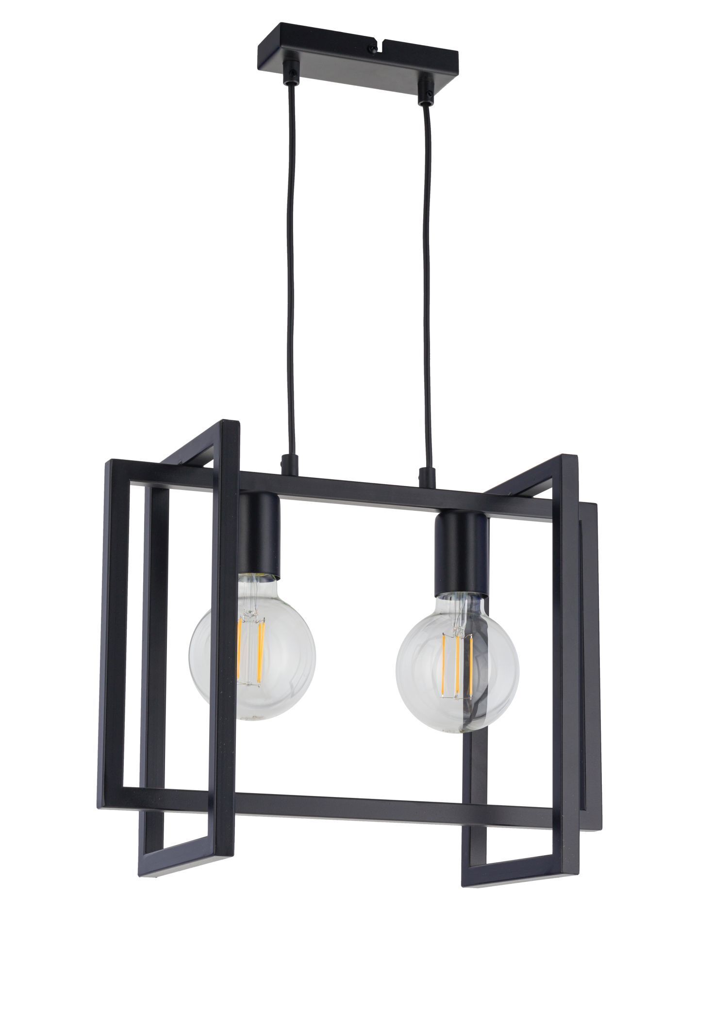 Suspension noire métal L:41 cm E27 décoratif