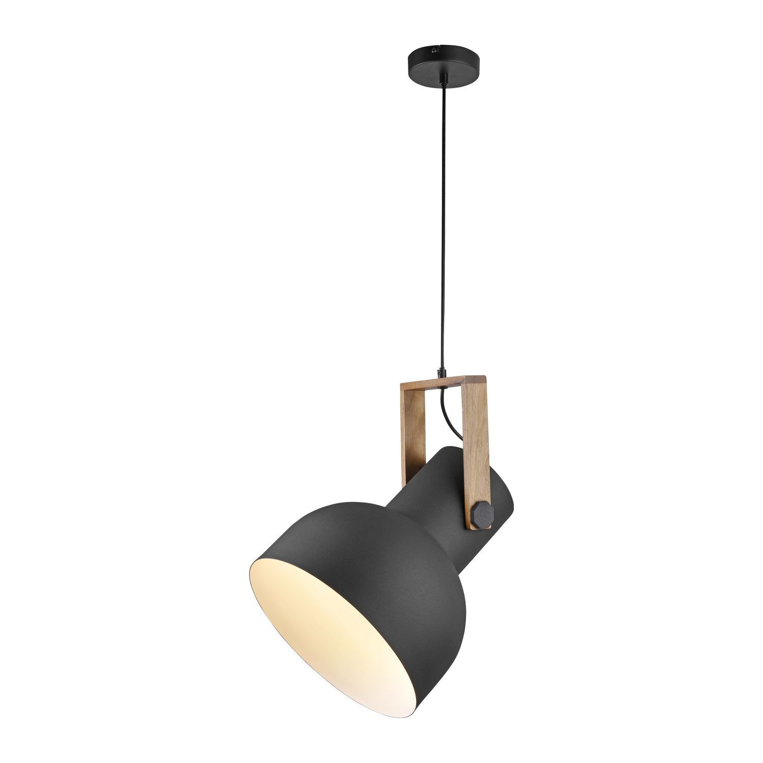 Suspension mobile Noir Bois Métal E27 L:30 cm