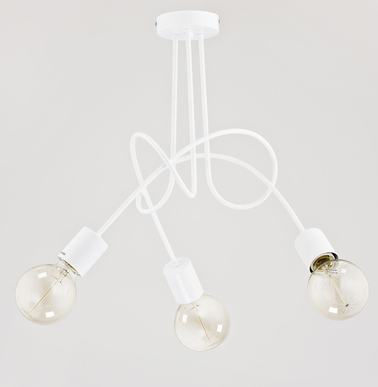 Deckenleuchte Metall 48 cm breit Weiß E27 3-flammig Licht, Leuchter, Lampe
