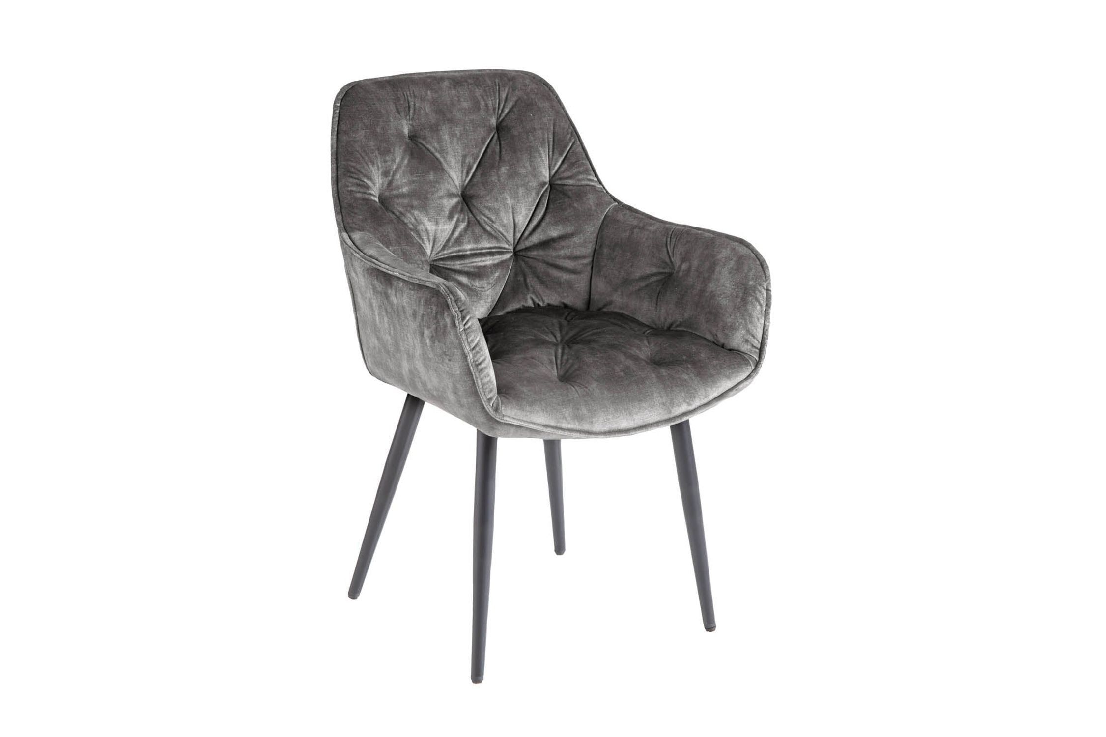 Chaise de salle à manger velours métal vert/gris noir Chesterfield Moebel, Stuhl, Sessel
