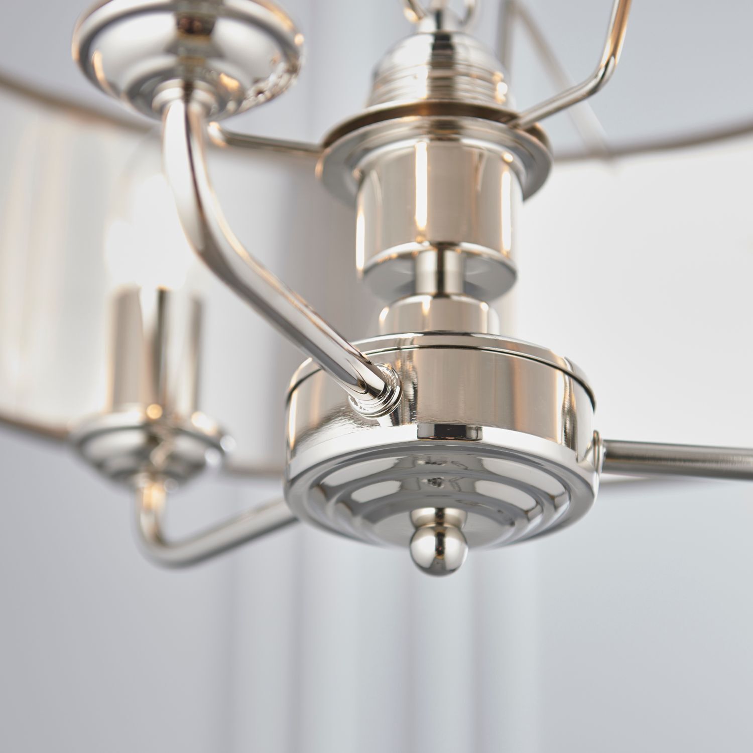 Lampe à suspendre ronde D : 45 cm Tissu Métal Nickel Anthracite 3x E14