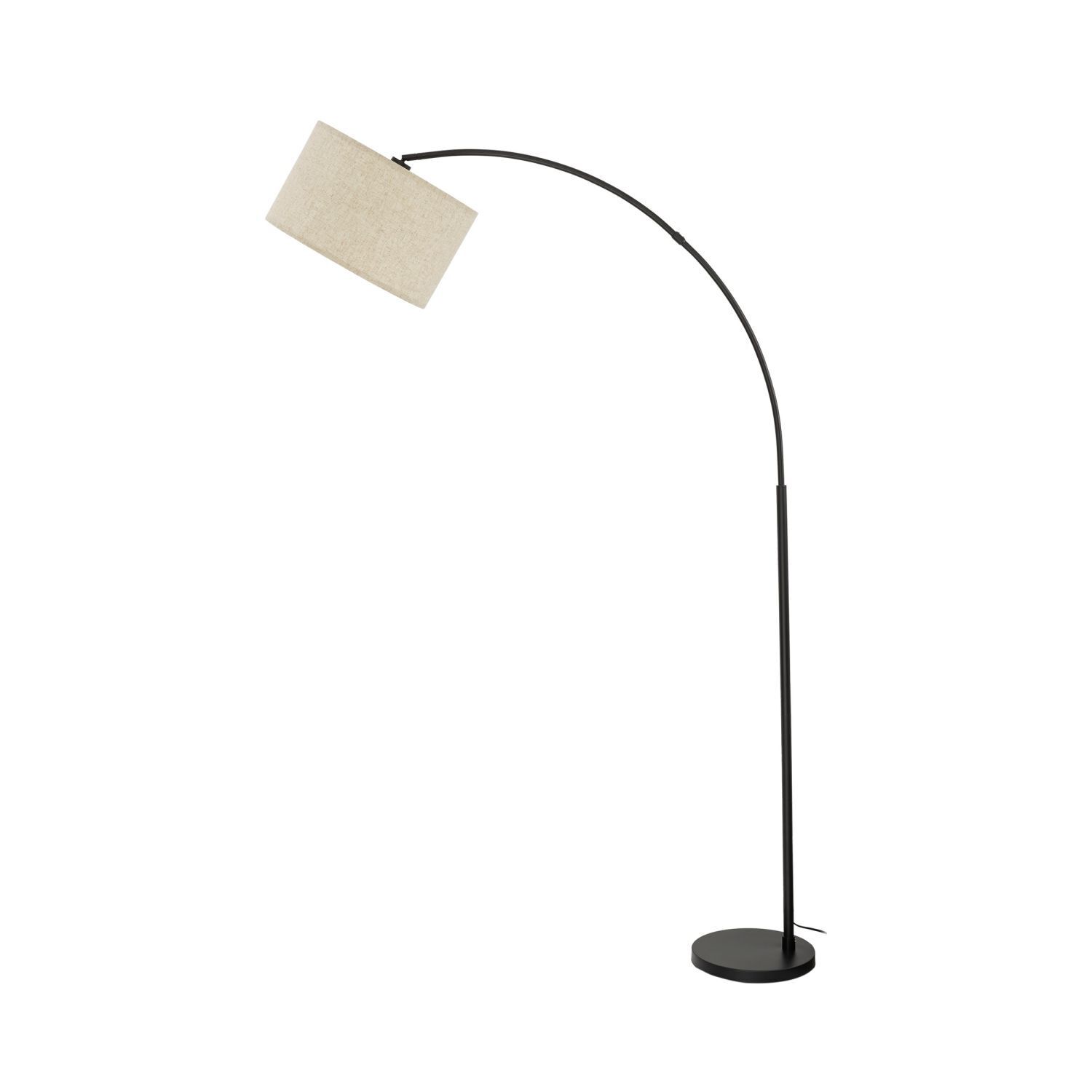 Luminaire en arc 200 cm réglable Tissu Métal Noir Beige E27 Lampe, Lampenschirm