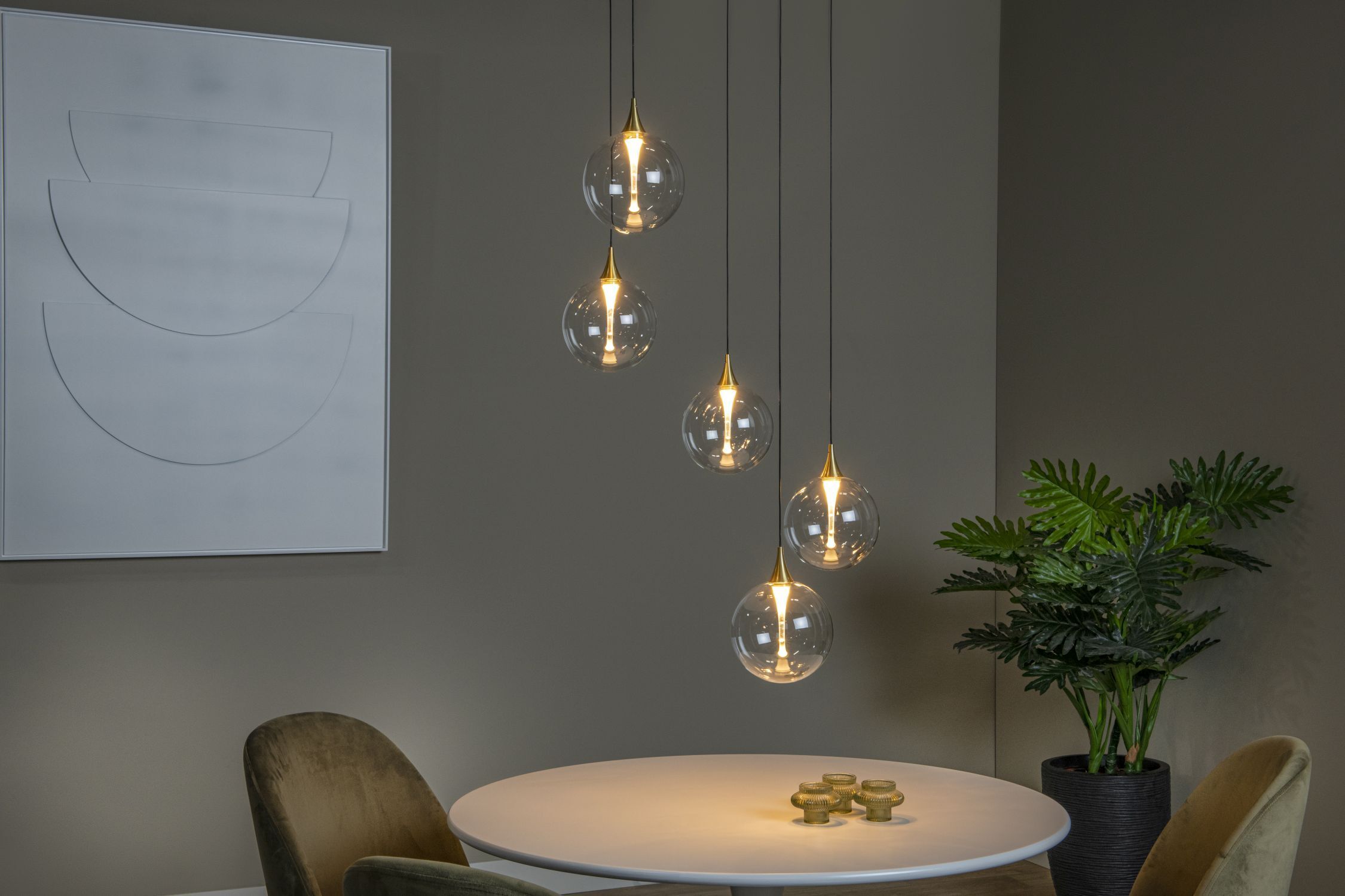 LED Hängelampe Schwarz 5-flammig 2700 K L:48 cm hängende lampen, pendelleuchte, gläserne lampen, wohnzimmer deko, tischlampe