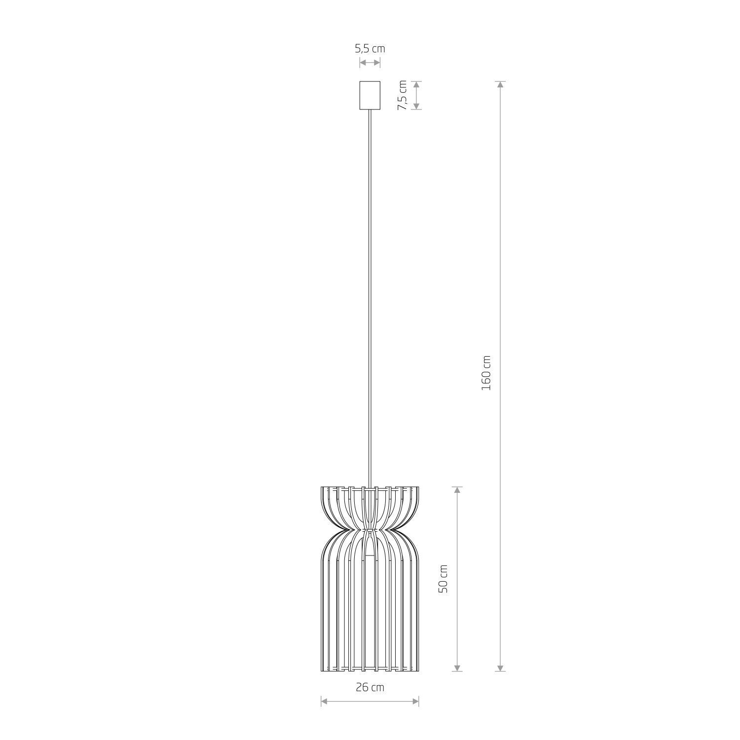 Suspension E27 Ø 26 cm Blanc Nature Bois Métal confortable