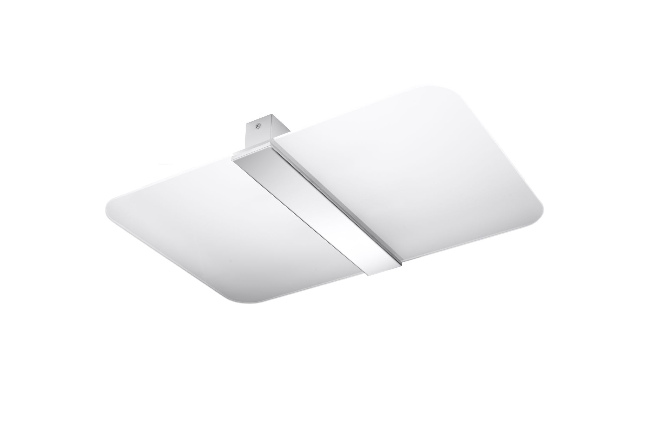 Plafonnier blanc chrome verre métal faible éblouissement plat