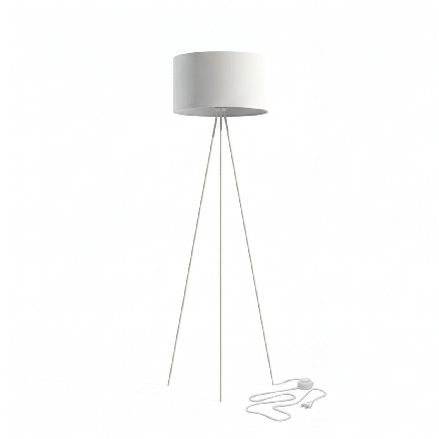 Stehleuchte, Tripodlampe, Standlampe, Weiß, Kabelsalat-Option