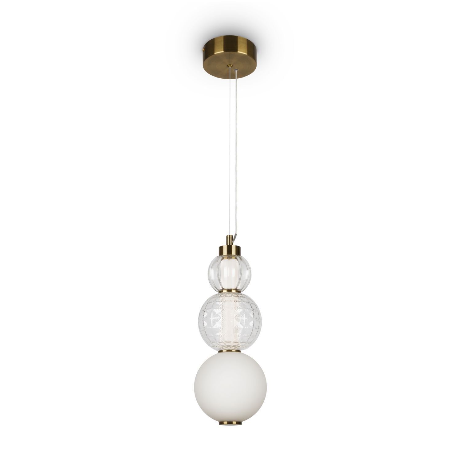 Suspension LED métal verre 14,7 cm de large en or blanc