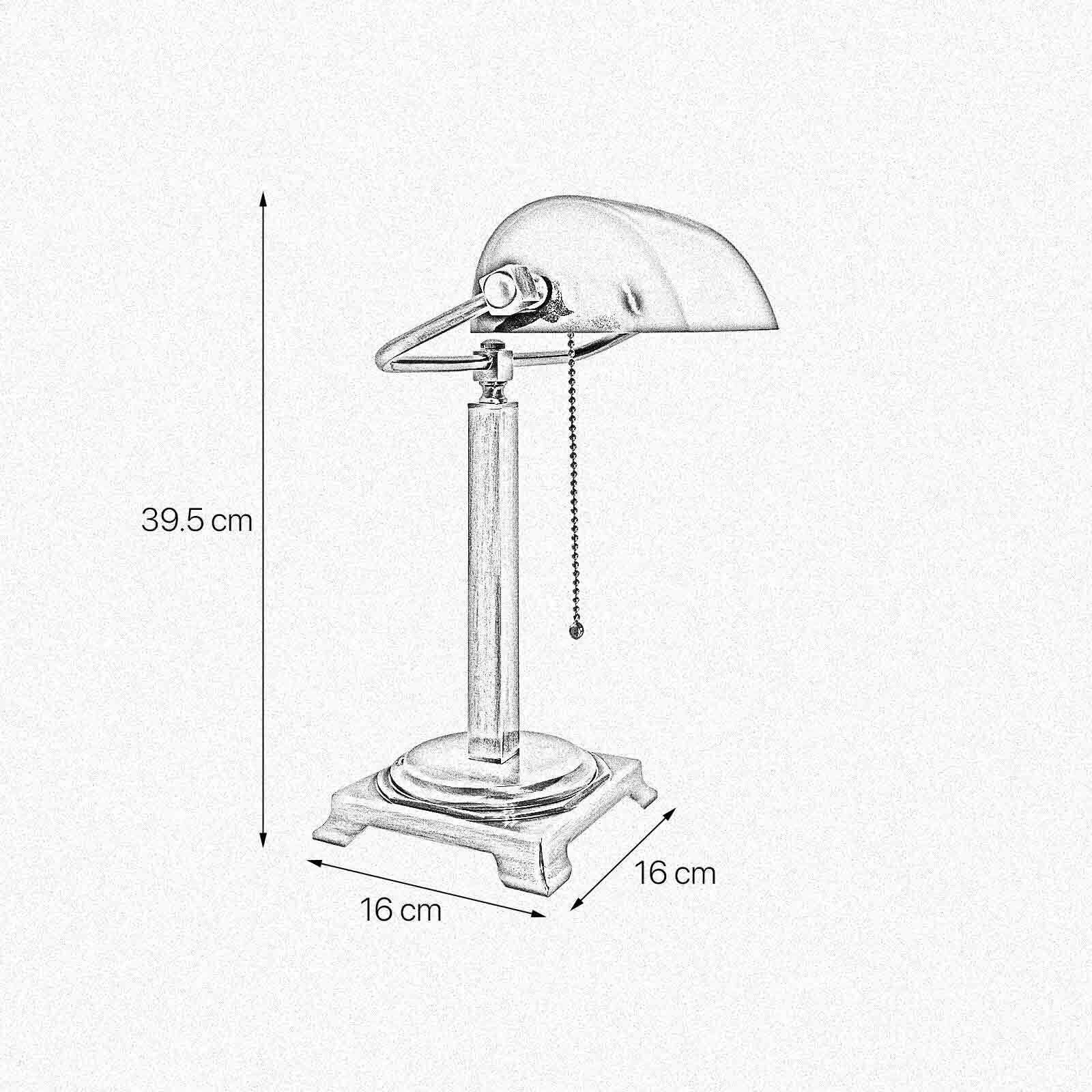 Lampe de bureau laiton verre H : 39,5 cm Interrupteur à tirette E27