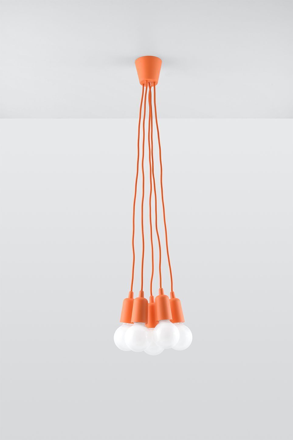 Suspension orange vif 5 flammes rétro NESSA