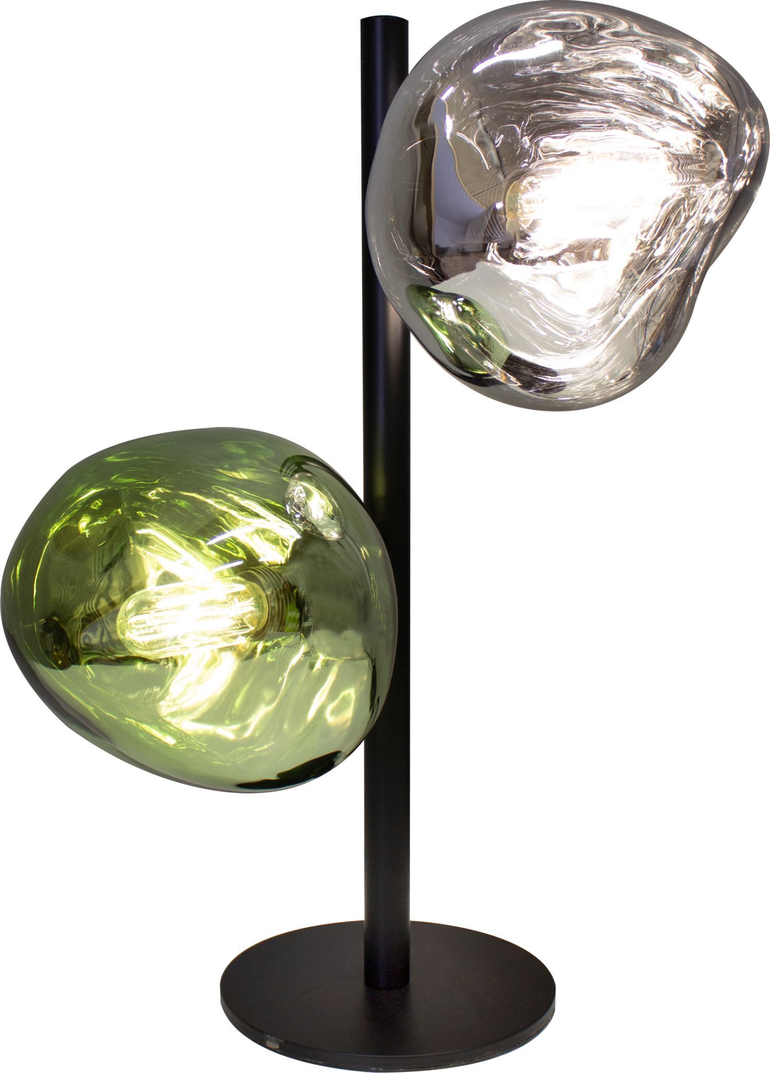 Lampe de table décorative aluminium verre blanc vert 40 cm
