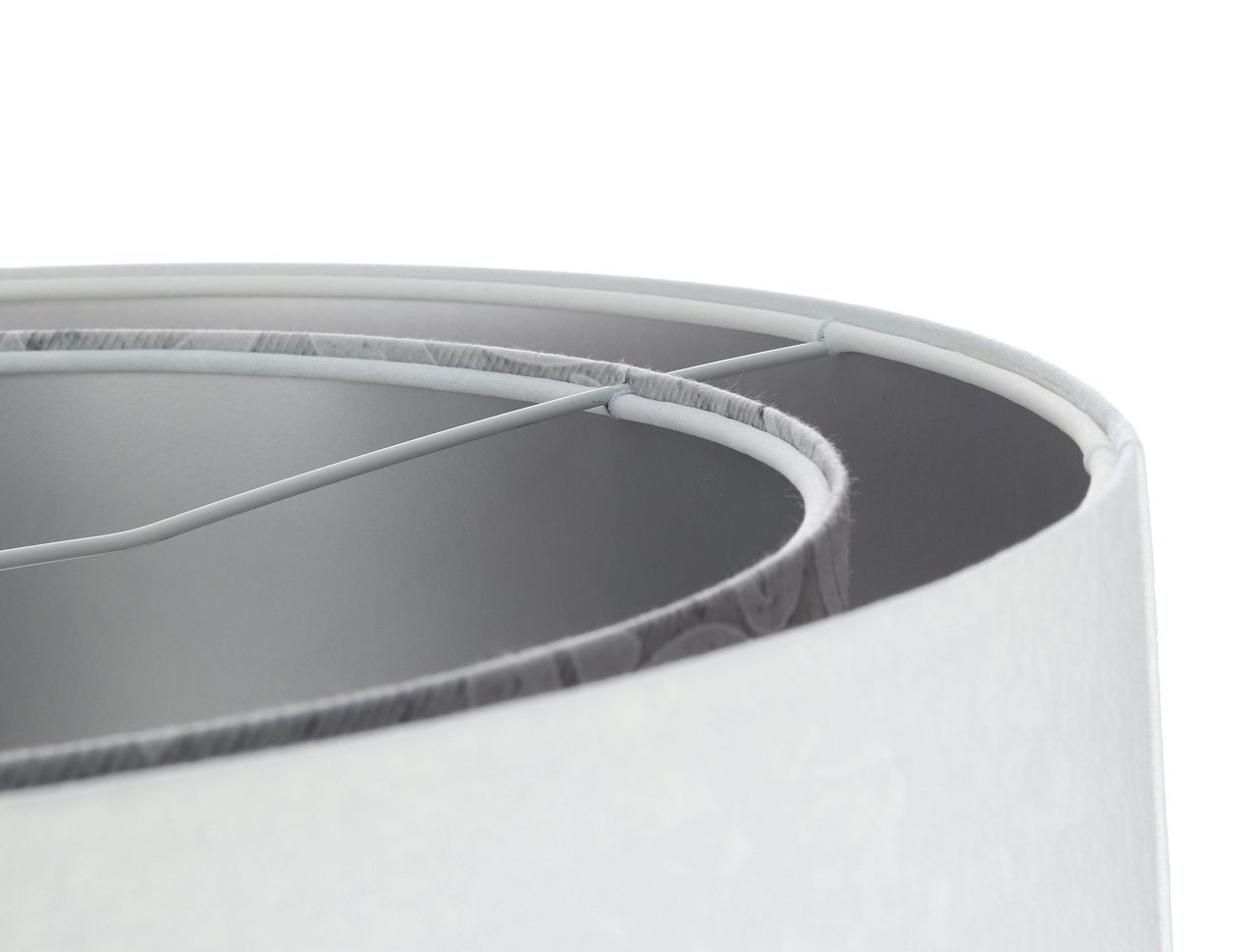 Suspension Blanc Gris Argent E27 rond D : 50 cm Tissu