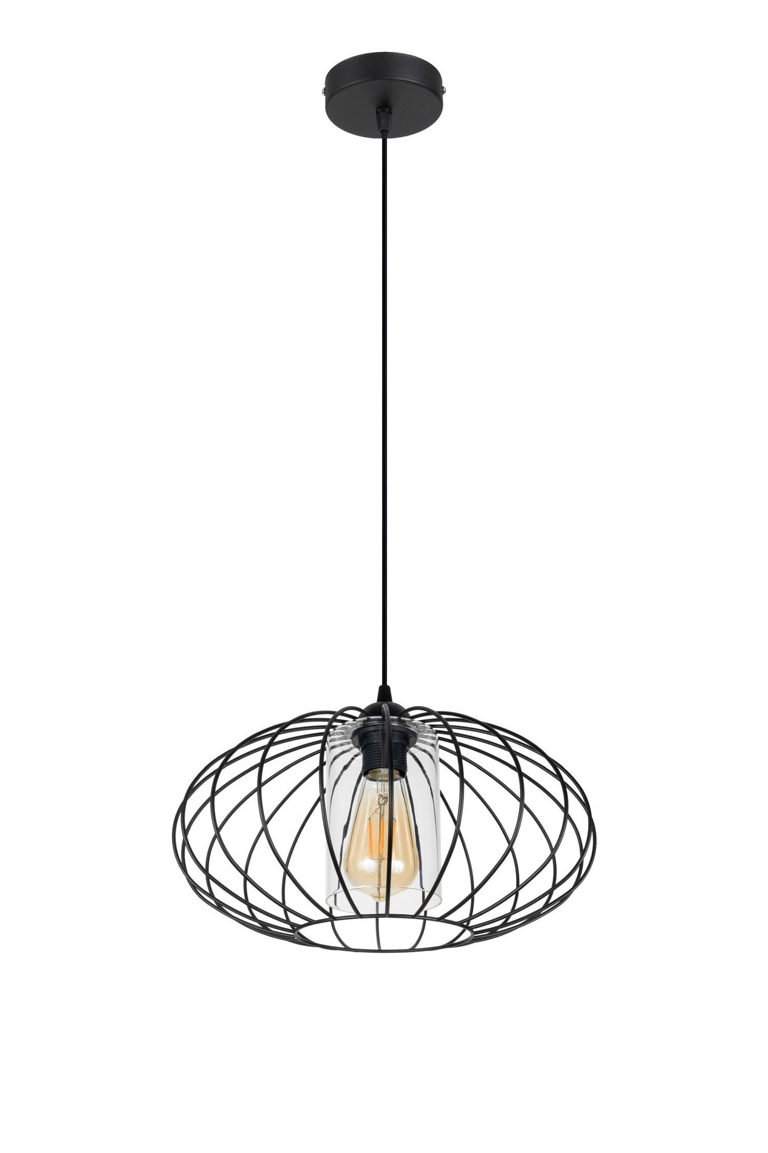 Suspension ronde noire métal Ø34 cm E27 Retro Leuchter, Lampe, Leuchte