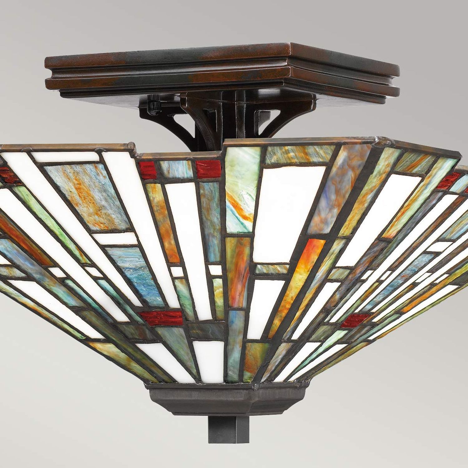Plafonnier en métal verre 36,7 cm de large style Tiffany 2x E27 Lampe, Deckenleuchte, Pistole, Waffe