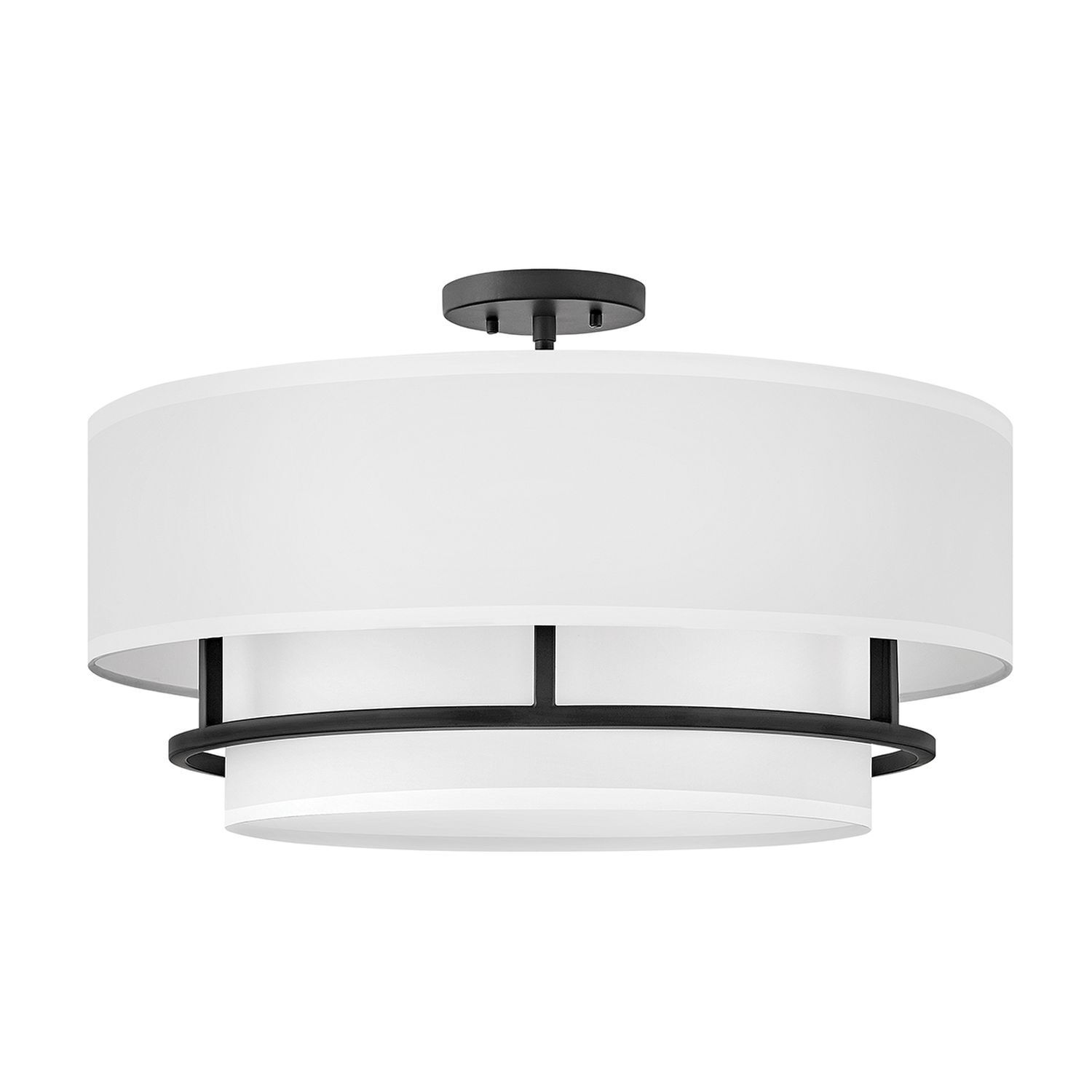 Plafonnier Blanc Noir Ø 58,4 cm Tissu Métal 4x E14