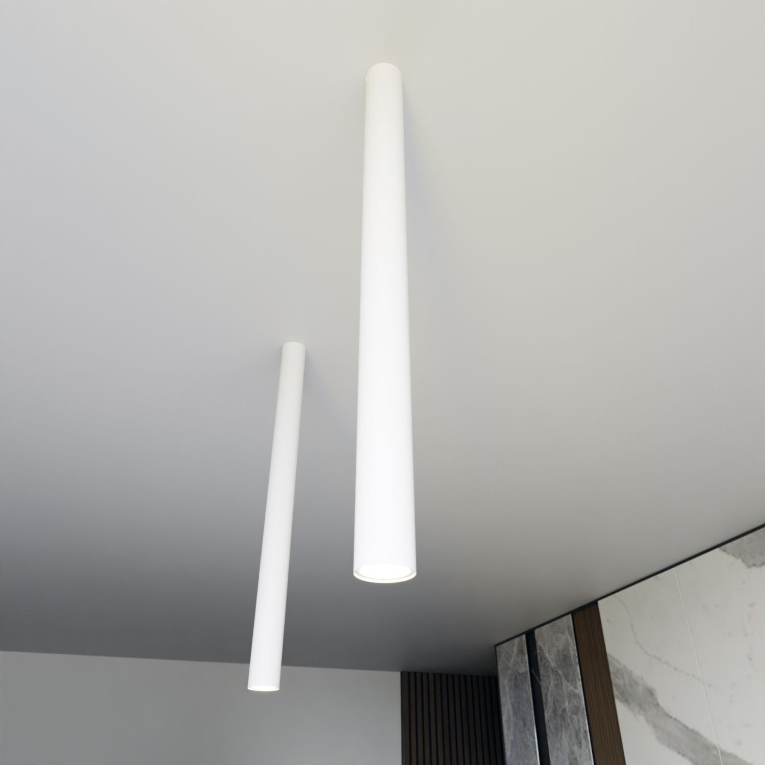 Spot de plafond métal XXL hauteur 80 cm l : 6 cm apparent blanc GU10