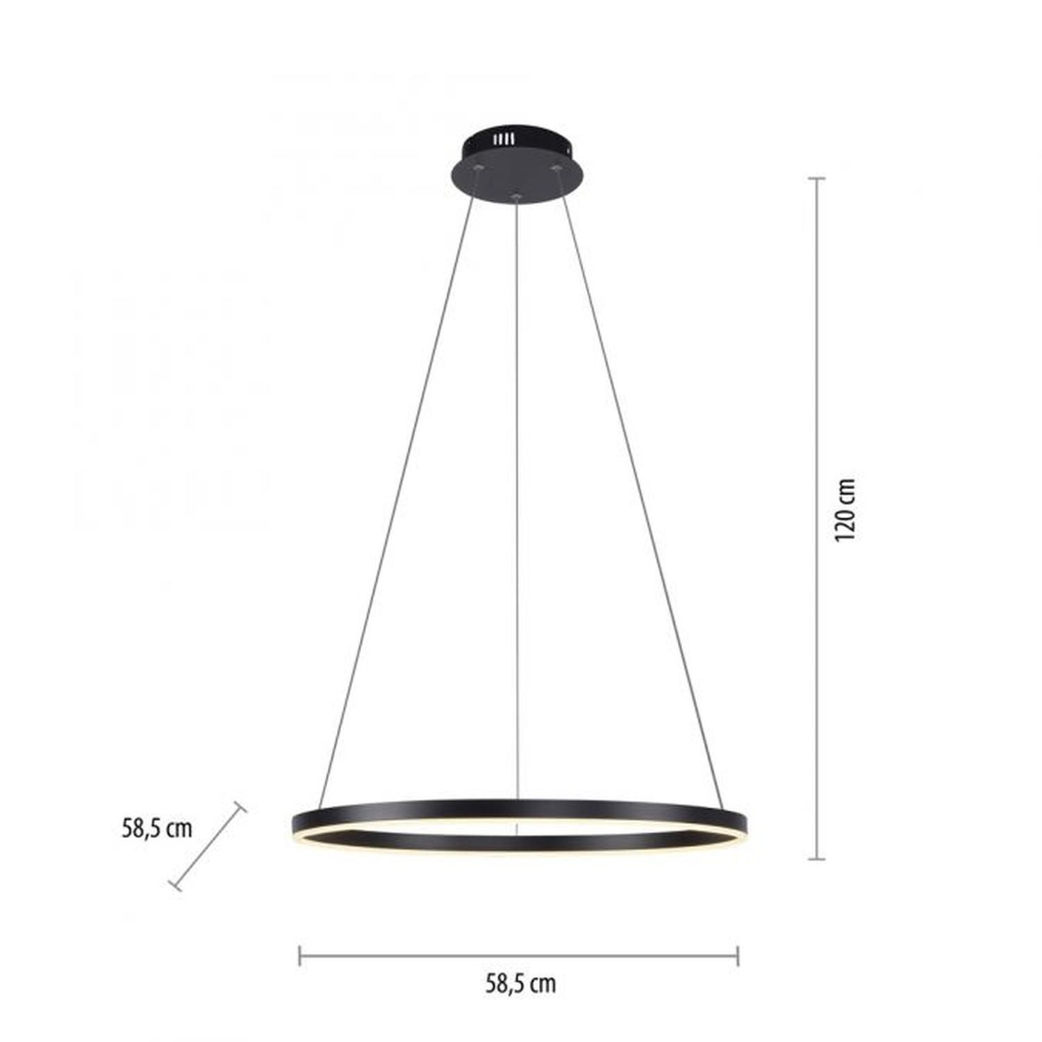 Suspension LED à intensité variable Noir Ø58,5 cm 3000 K 28 W