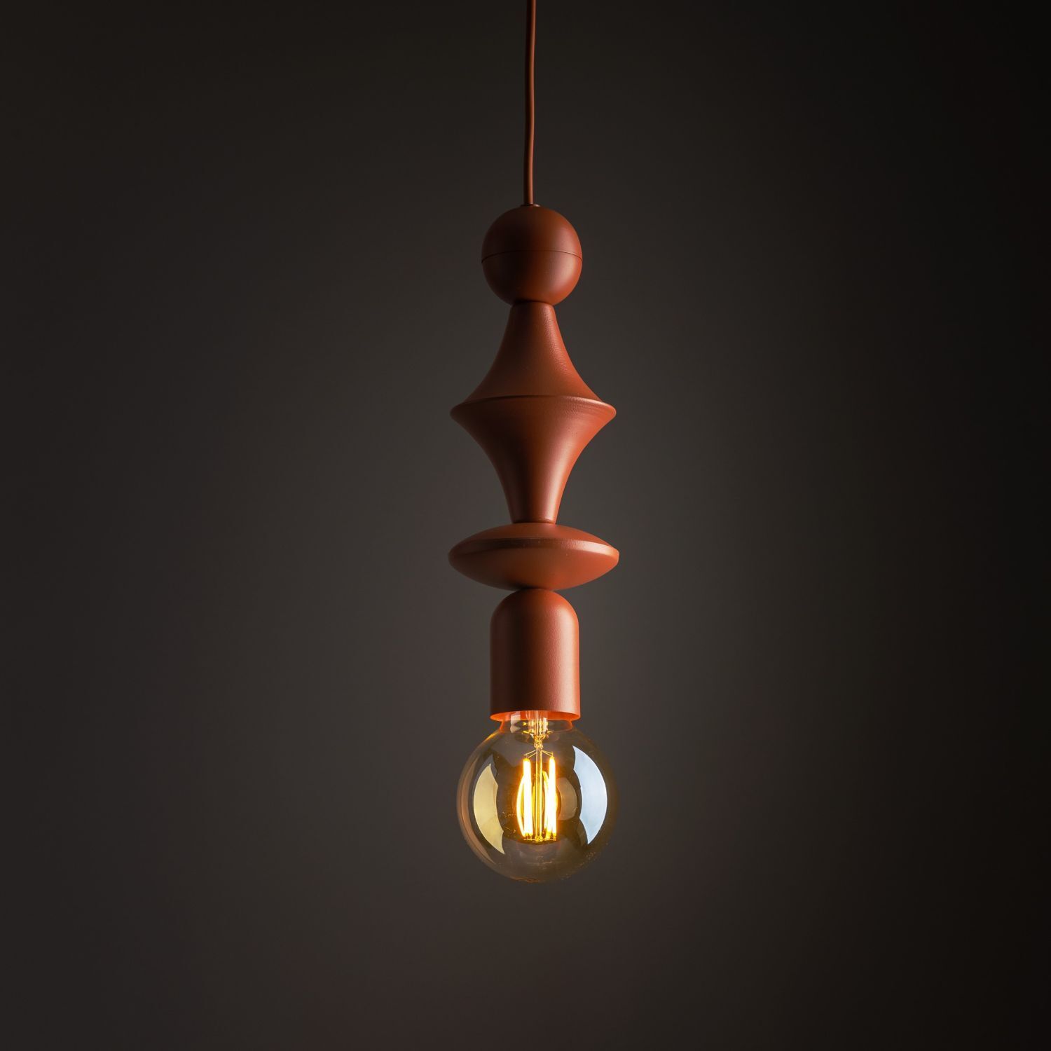 Lampe à suspendre rouge brique métal Ø10 cm E27 minimaliste