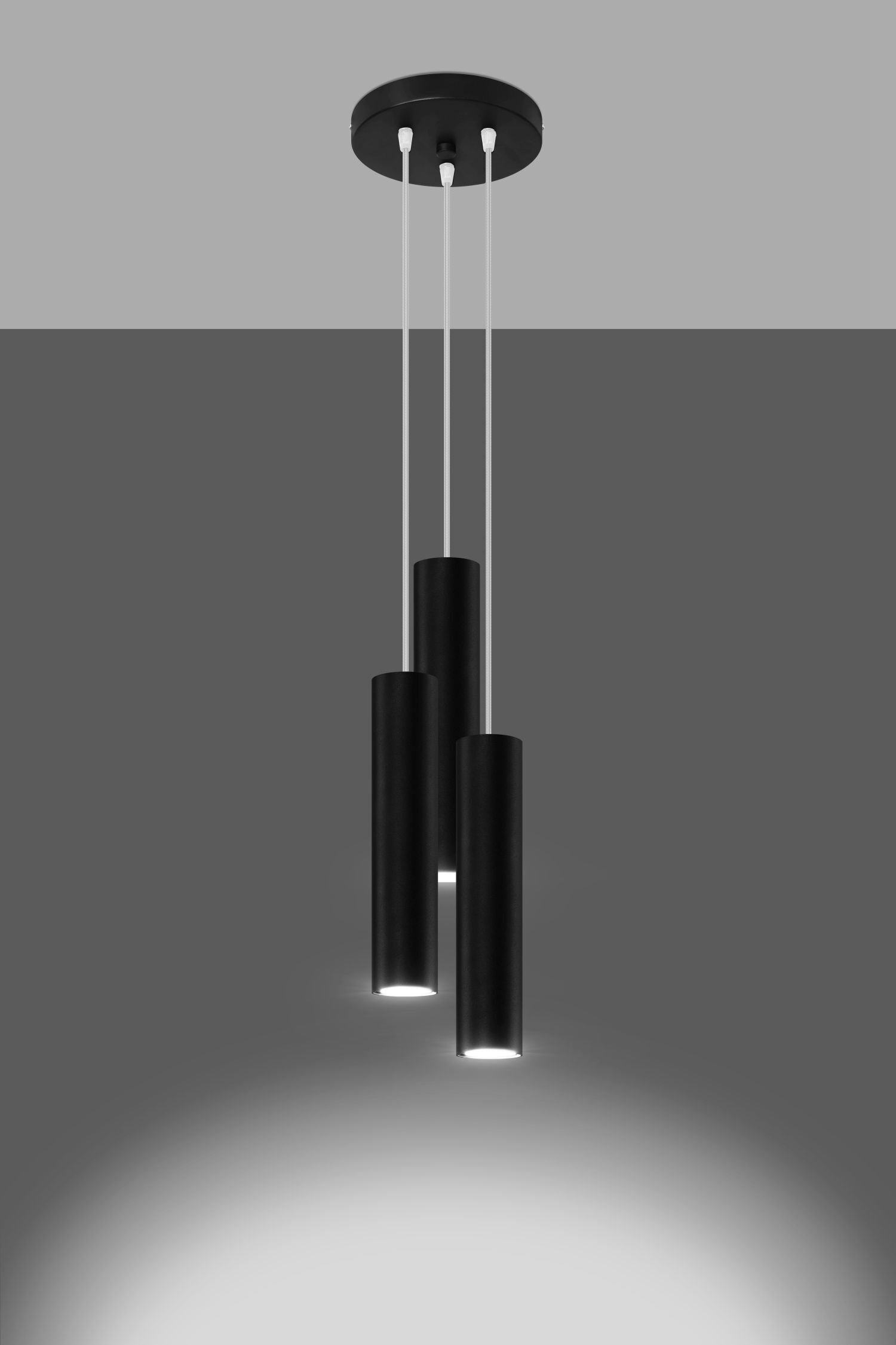Lampe à suspendre noire 3 flammes Ø 20 cm métal GU10