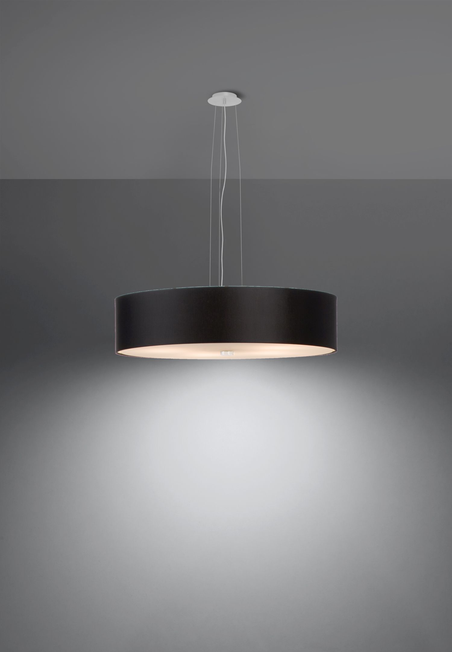 Suspension ronde Ø 50 cm Noir faible éblouissement Tissu Verre