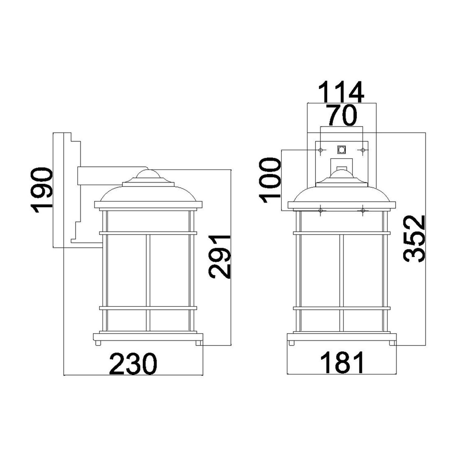 Applique murale extérieure E27 IP44 H : 35,2 cm Noir Maritim