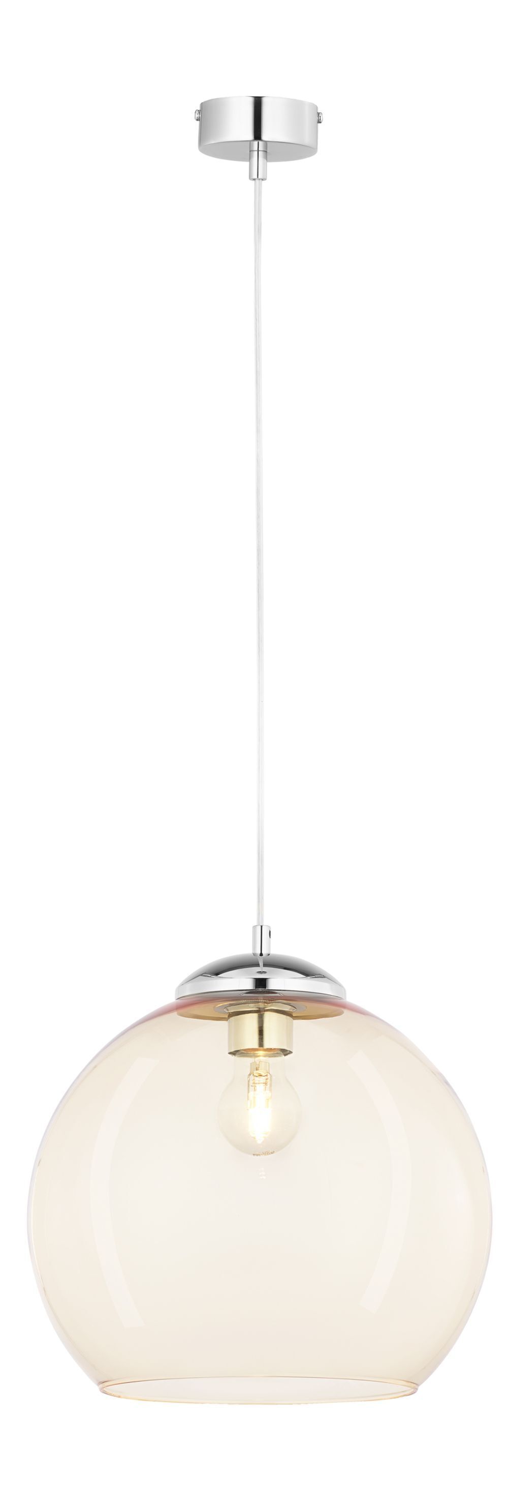 Lampe à suspendre rétro en chrome ambre Ø29cm rond