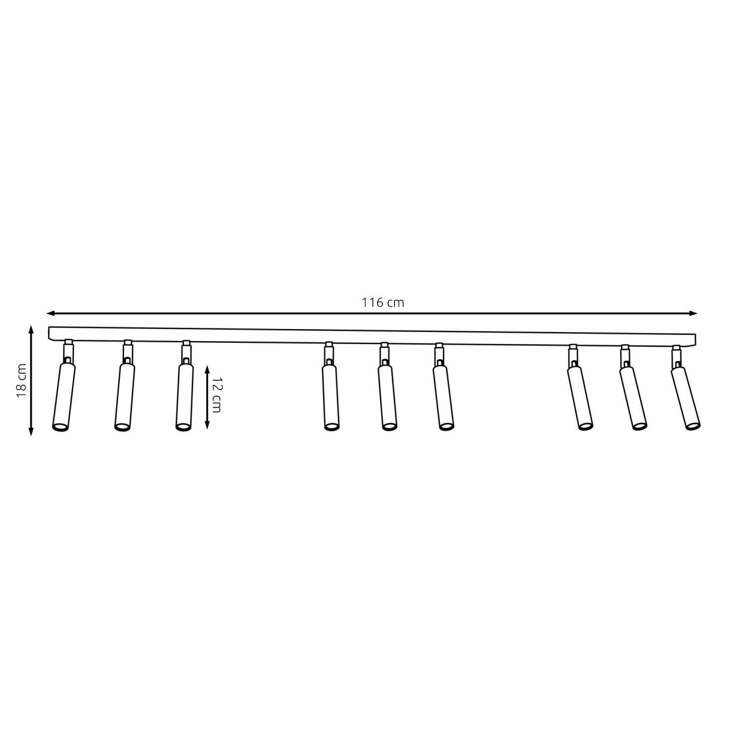 Spot de plafond réglable noir métal G9 116 cm de long