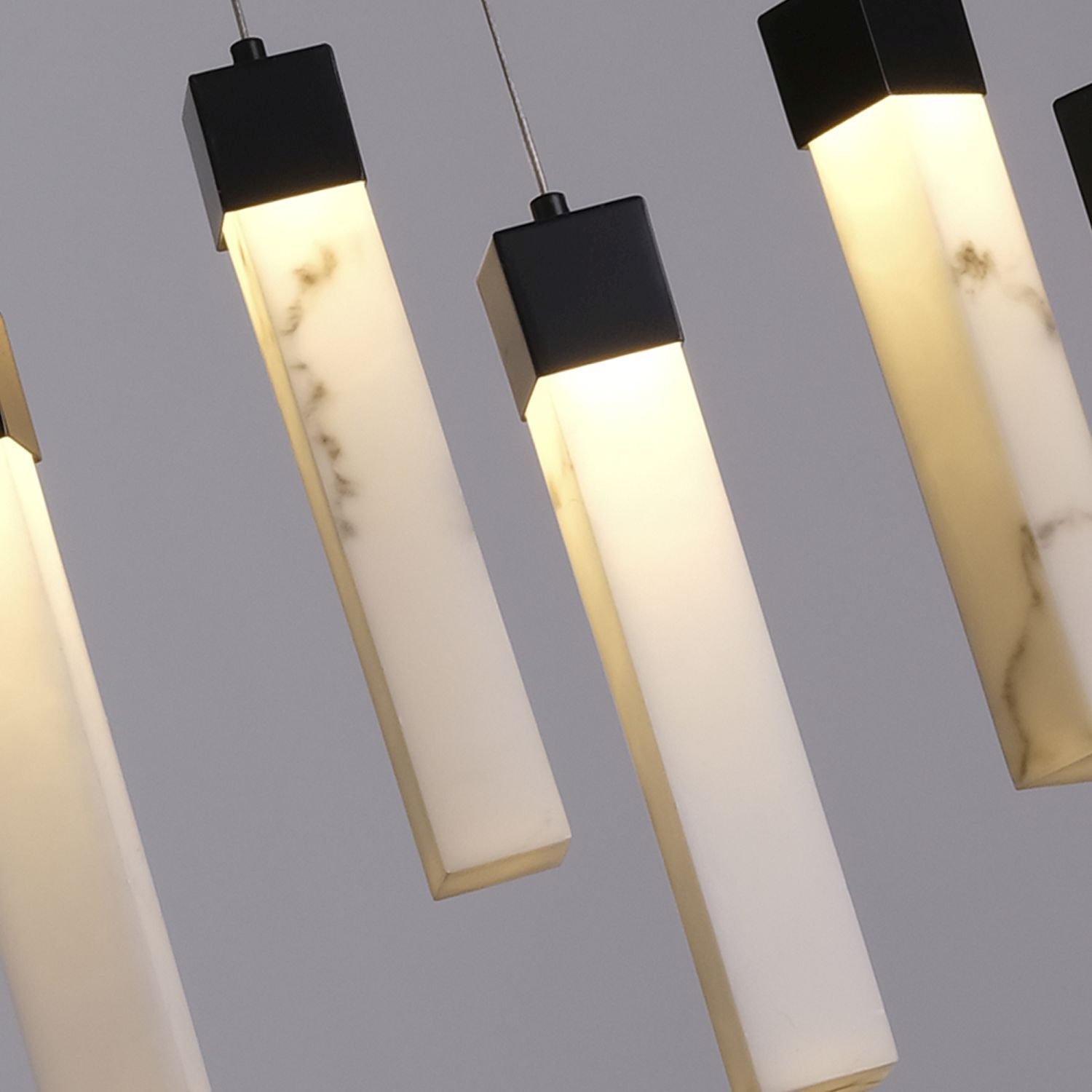 Suspension LED acier résine 1012 lm en marbre noir