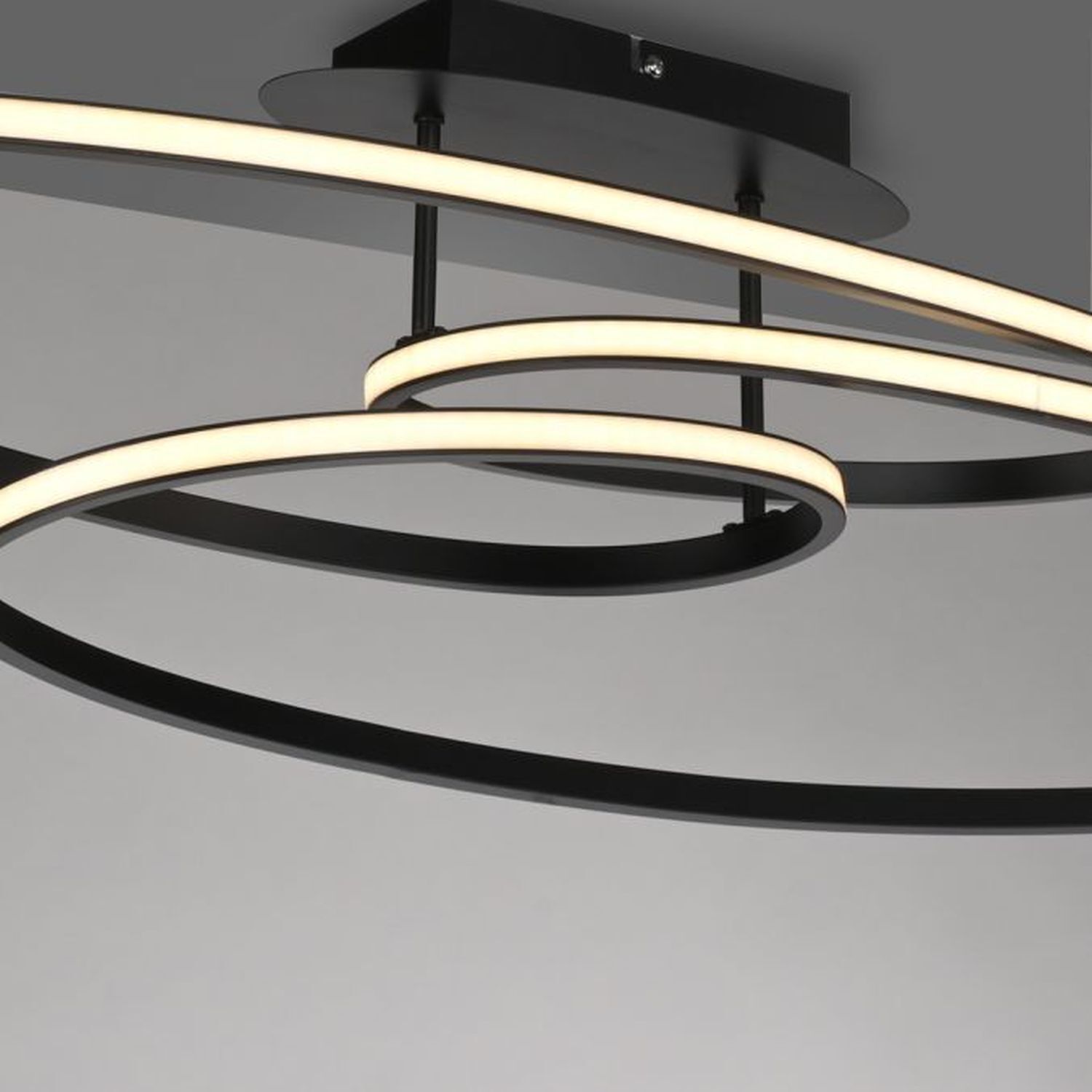 Plafonnier LED Métal Noir 3000 K anneaux décoratifs