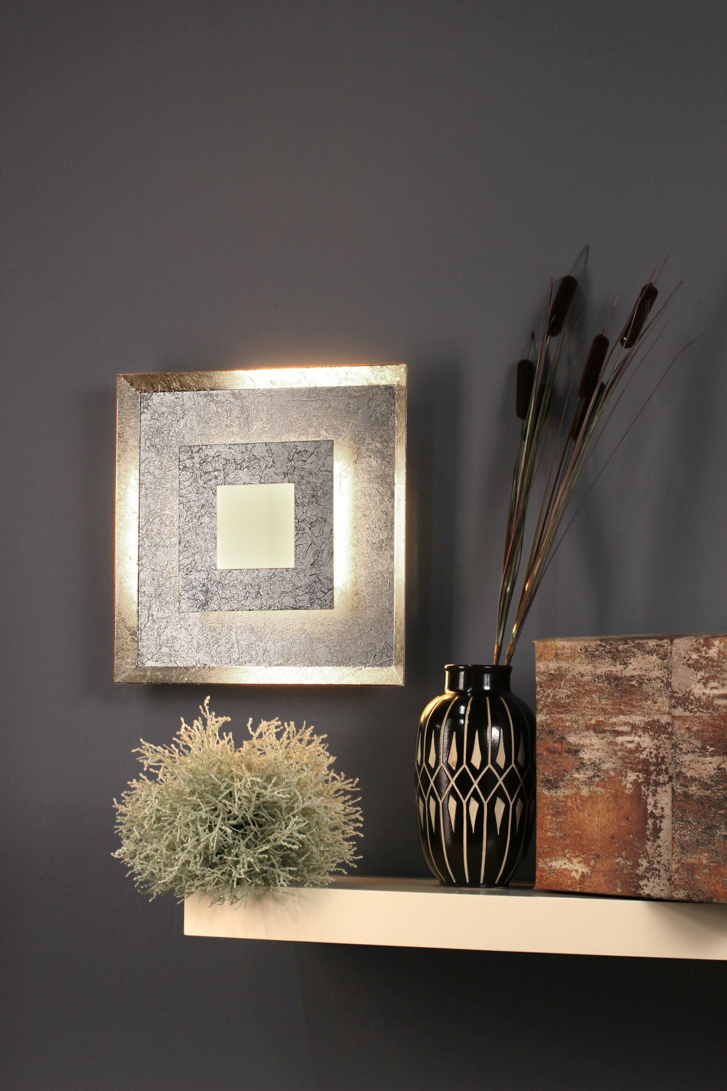 Applique LED Métal Argent L:32 cm Applique Plafond à intensité variable