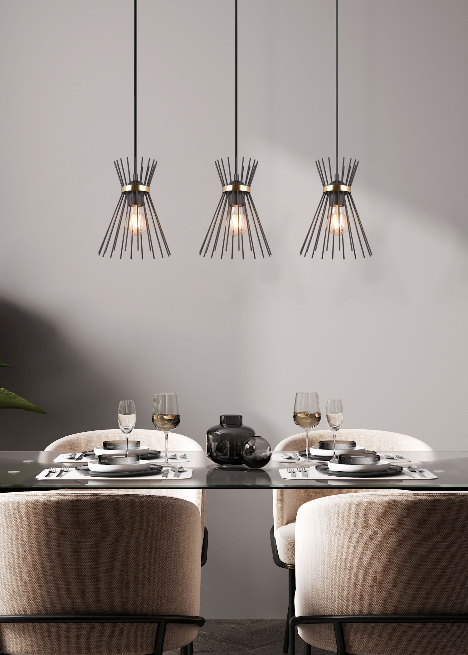 Suspension décorative noir or E27 82 cm de long Speisesaal, Esstisch, Tisch, Kronleuchter, Lampe