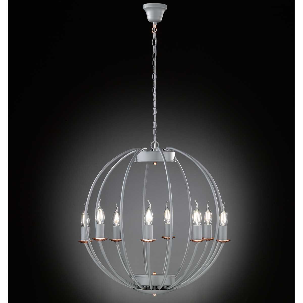 Lustre Gris rond Ø 55 cm Métal 8x E14 Leuchter, Lampe
