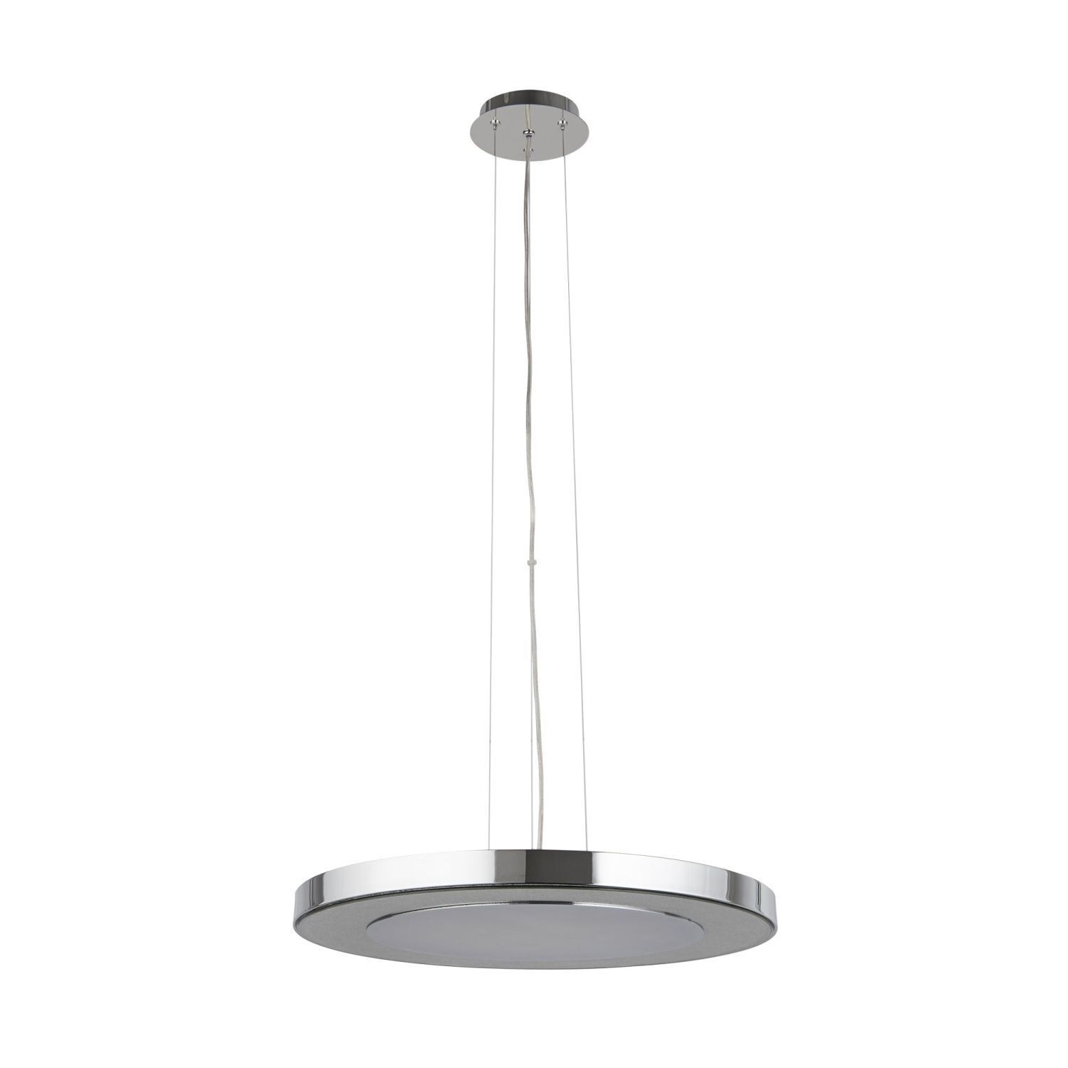 Suspension LED stylée métal verre Ø50 cm en chrome
