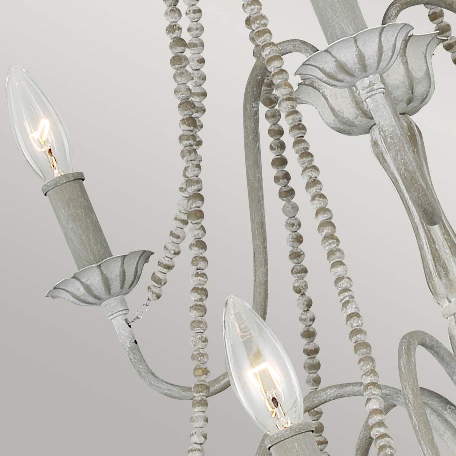 Chandelier, Beads, Glühbirnen, Metall, Grau